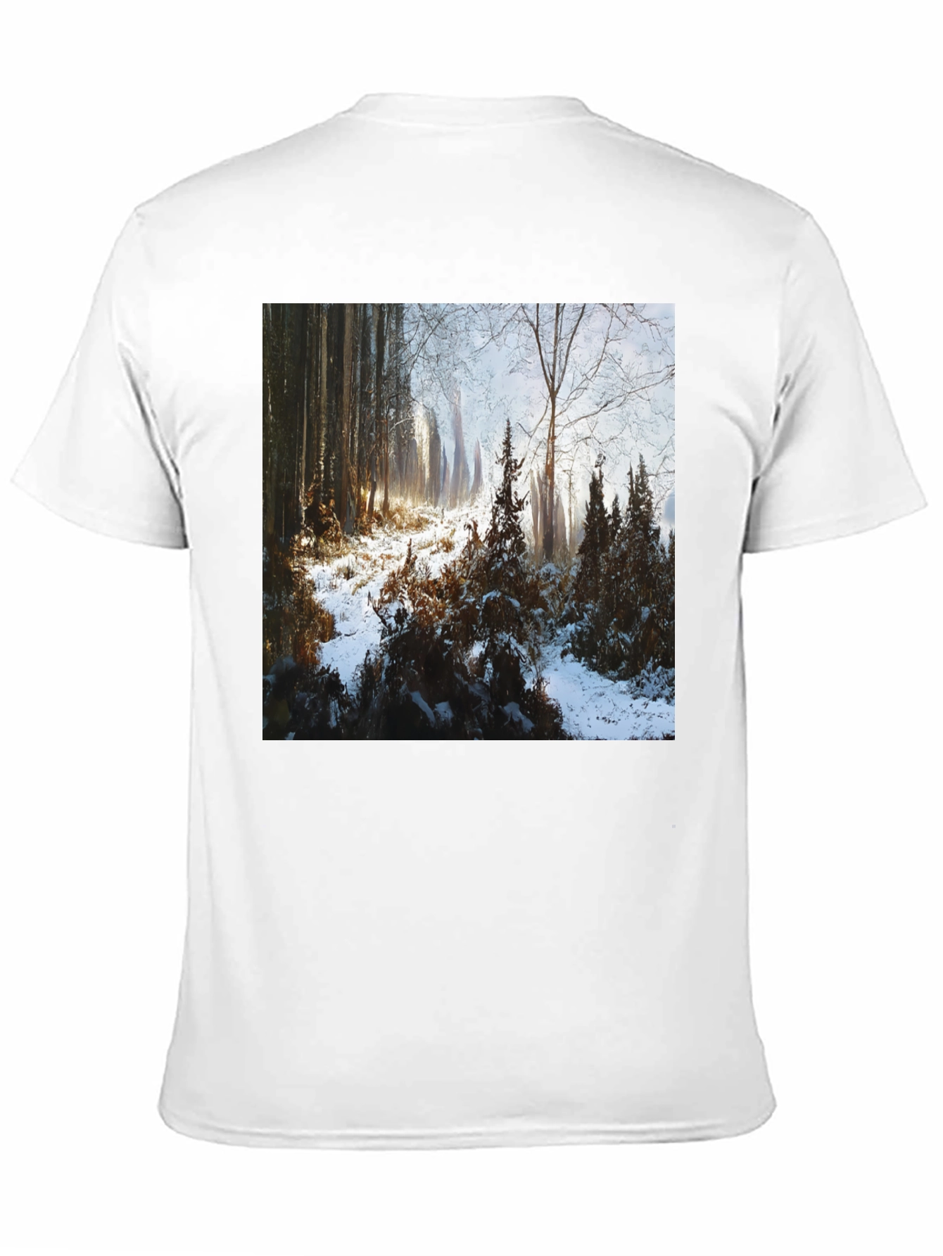 Black Winter Forest Scene T-Shirt view 11