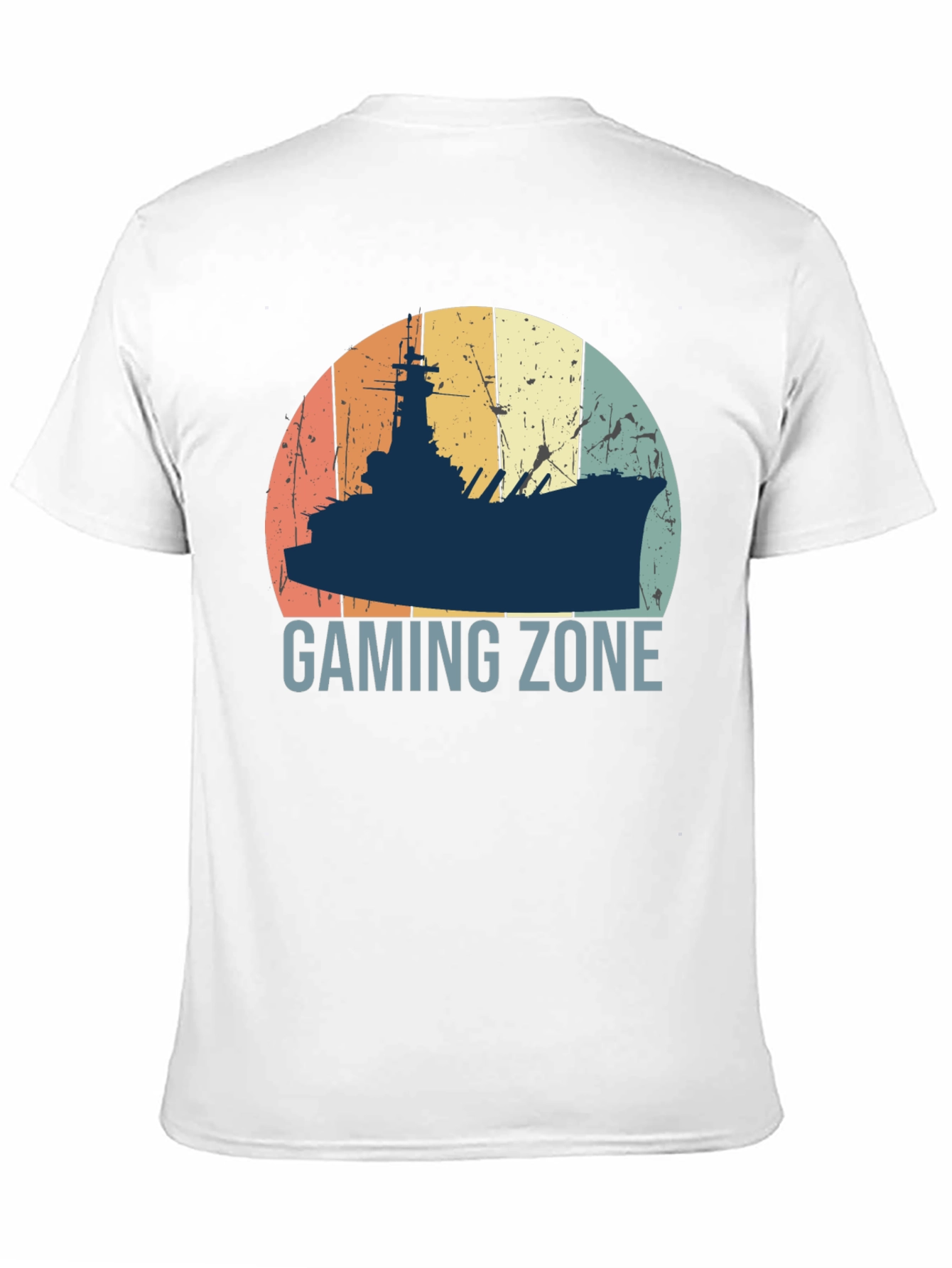 Black Gaming Zone Battleship T-Shirt - Retro Style view 11
