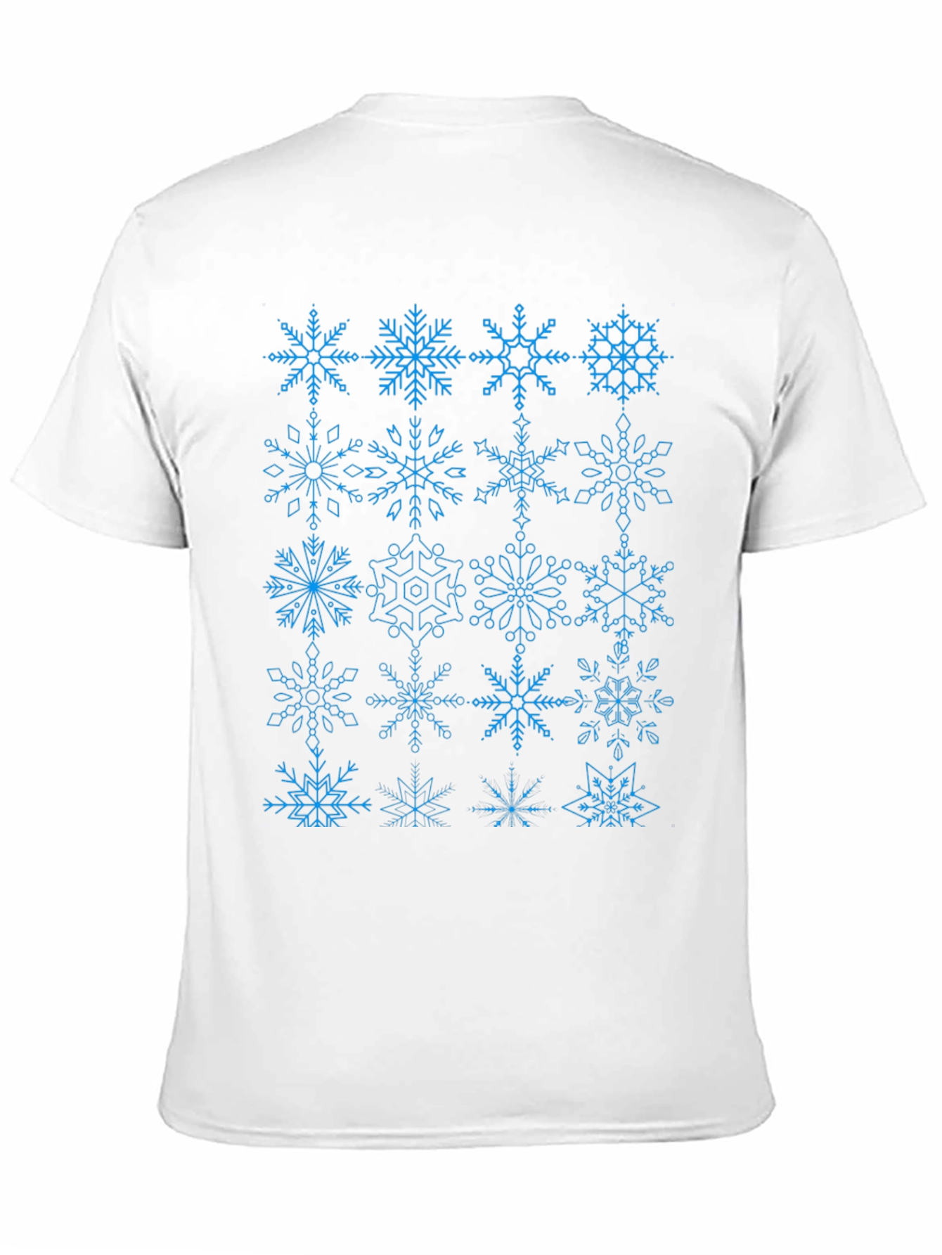Black Snowflake Pattern Black T-Shirt view 11