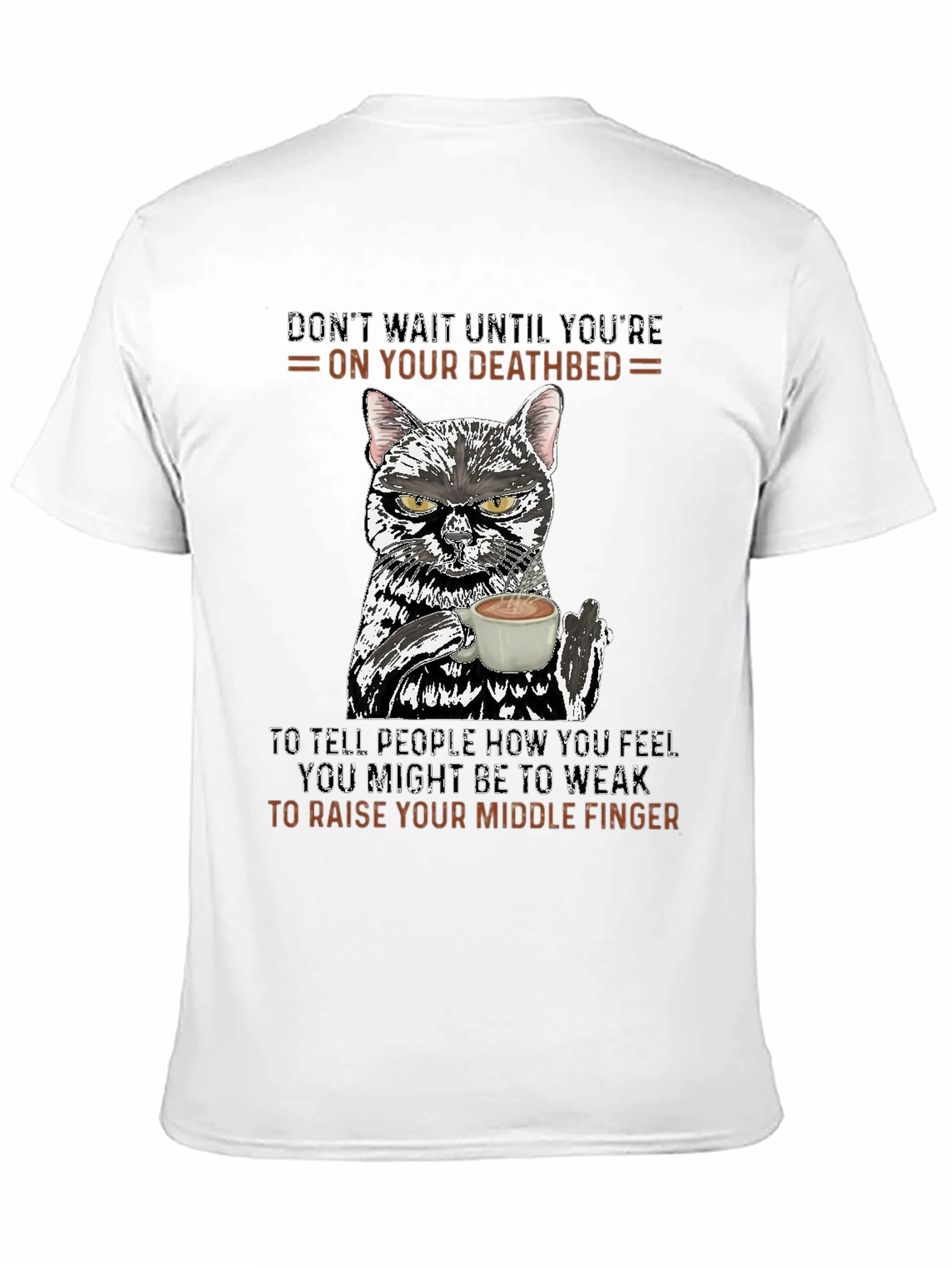 Black Funny Cat Middle Finger Graphic T-Shirt view 11