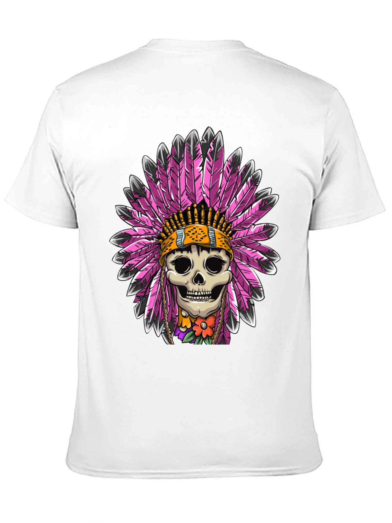 Black Skull Chief Feather Headdress T-Shirt view 11