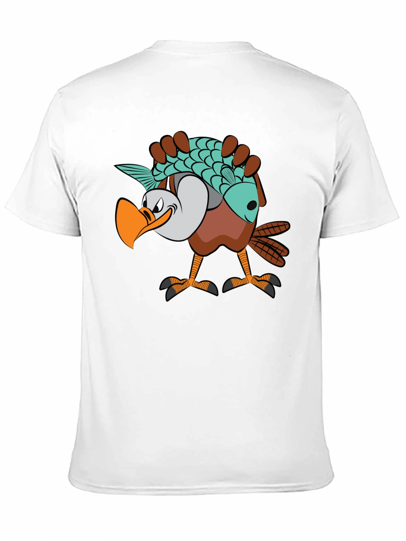 Black Funny Eagle Carrying Fish Graphic T-Shirt view 11