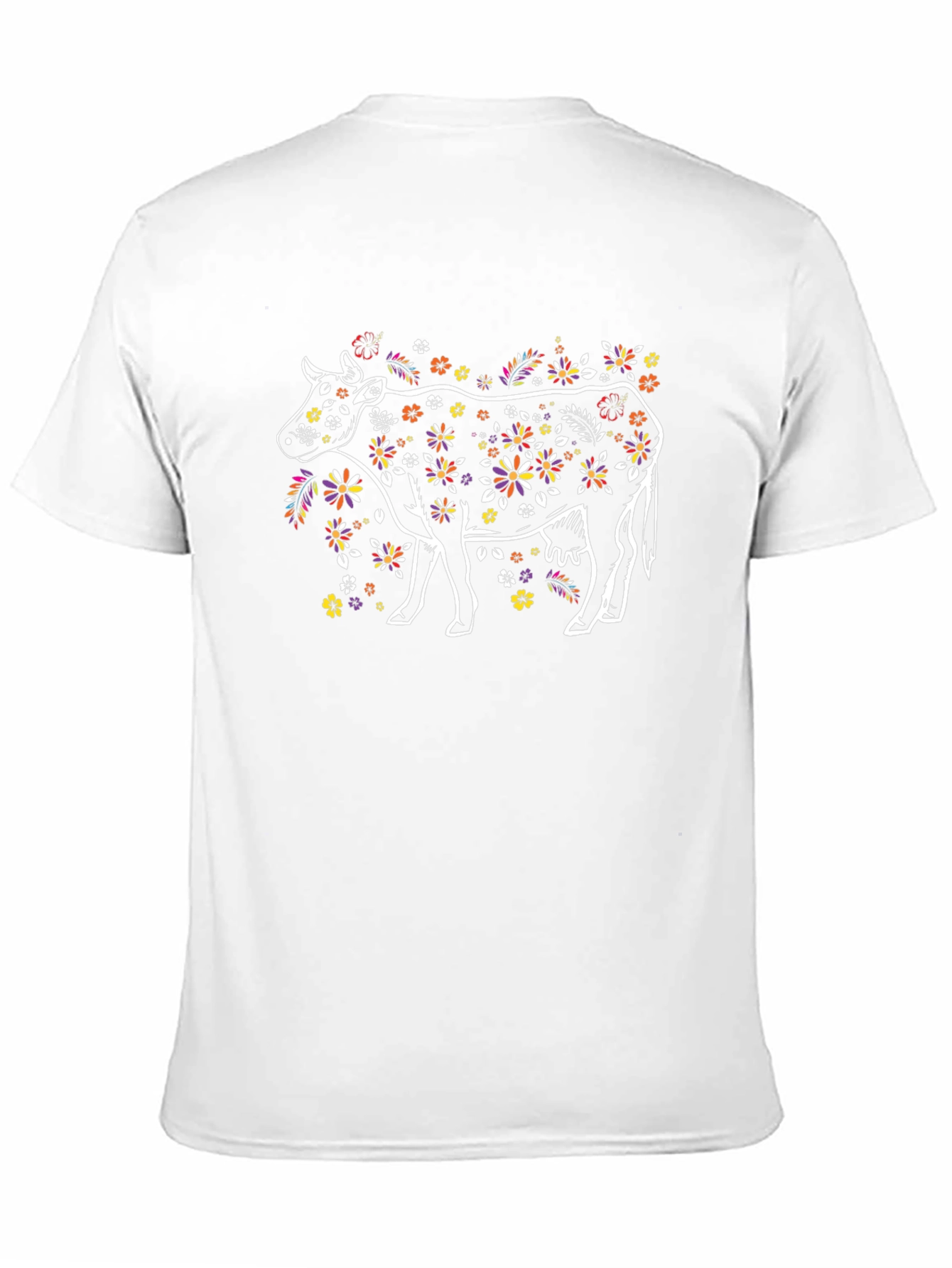 Black Floral Cow T-Shirt - Unique Graphic Tee view 11