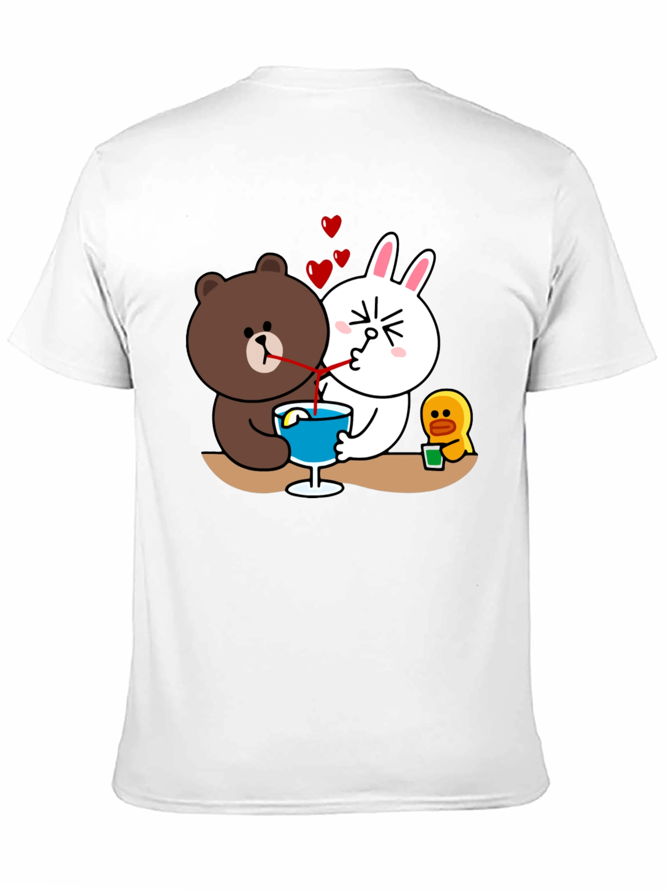 Black Cartoon Graphic Tee: Bear & Bunny Sharing Drink view 11