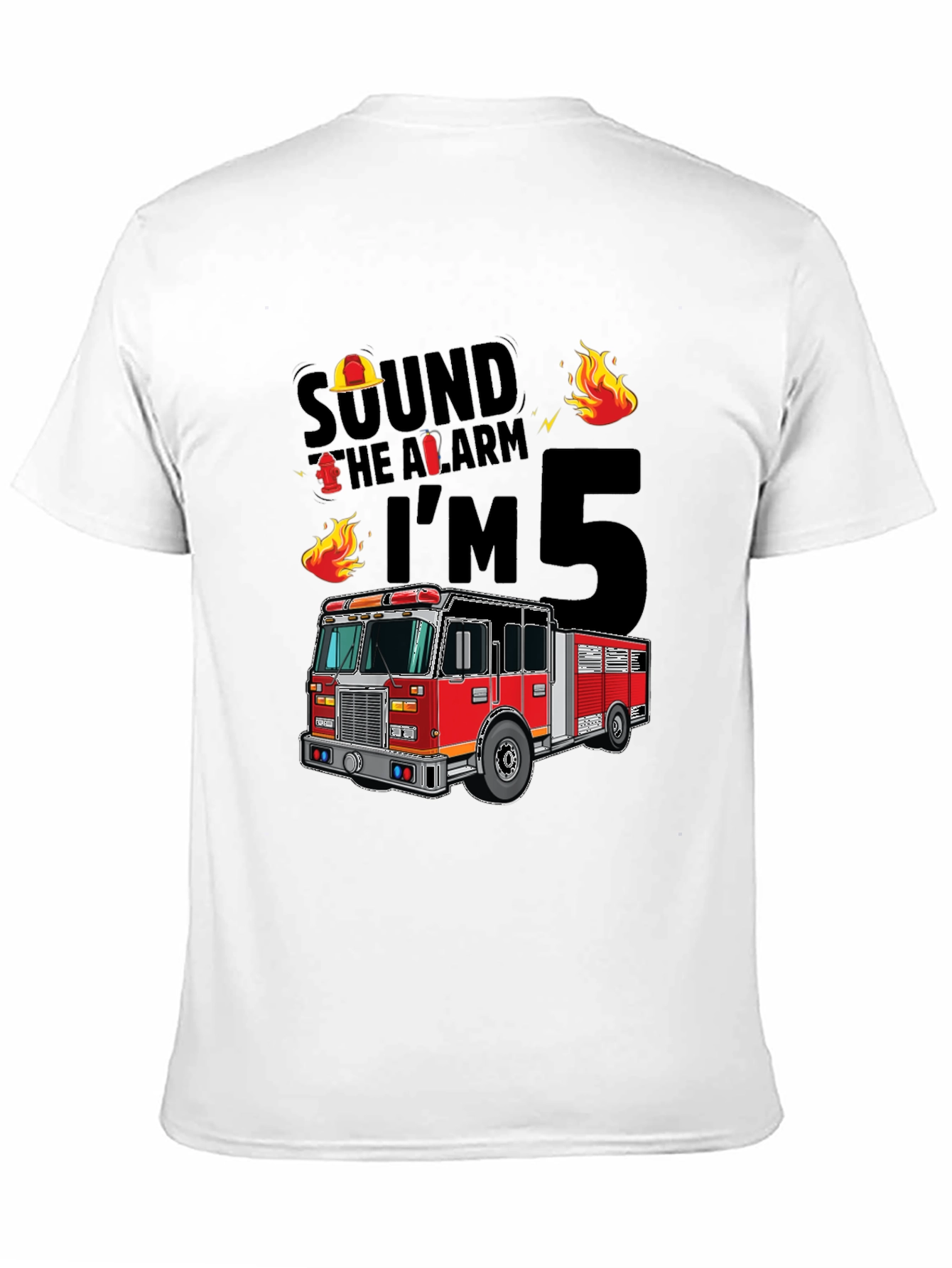 Black Fire Truck 5th Birthday T-Shirt view 11