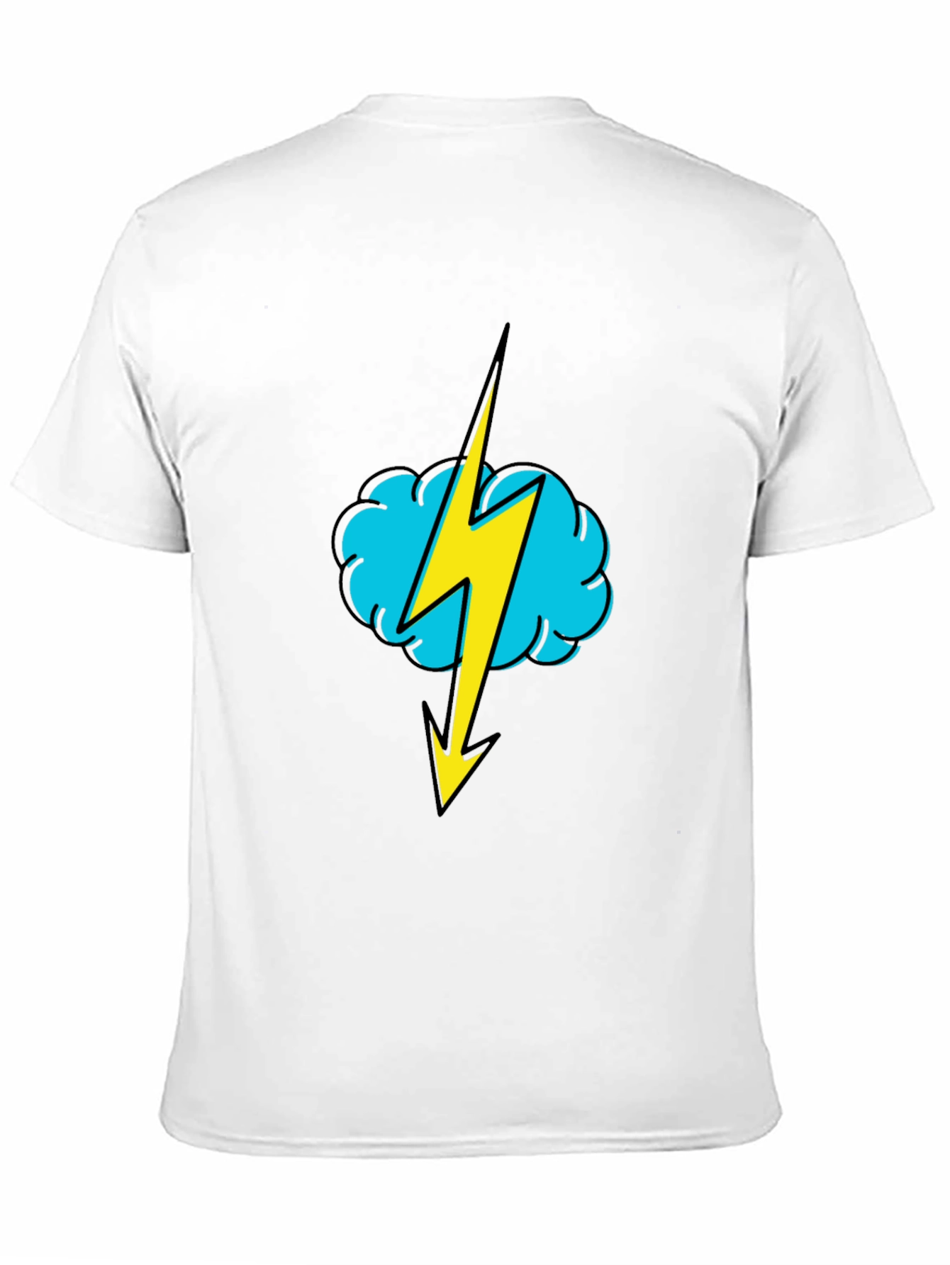 Black Black T-Shirt with Lightning Cloud Graphic view 11