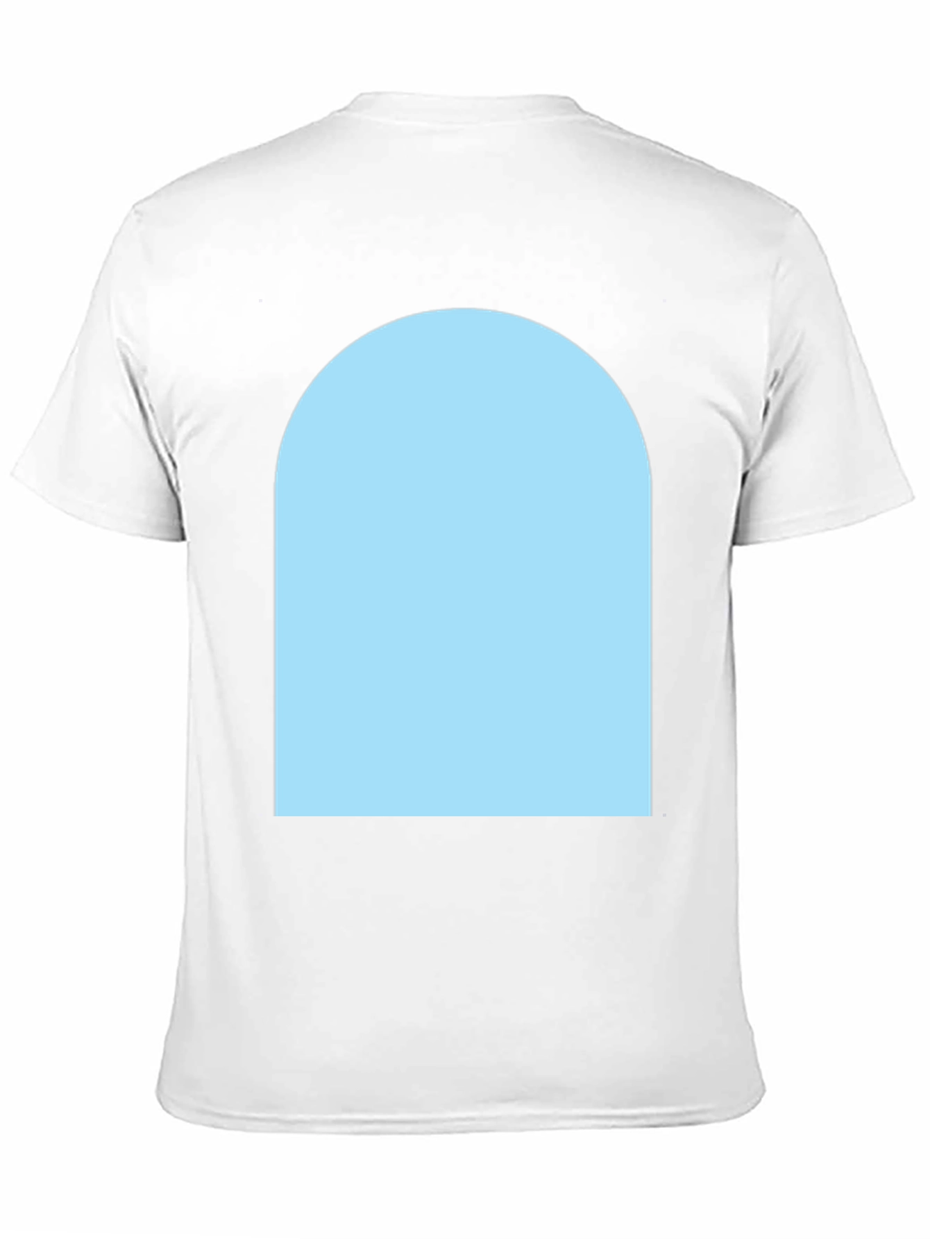 Black Black Crew Neck T-Shirt with Light Blue Arch Design view 11