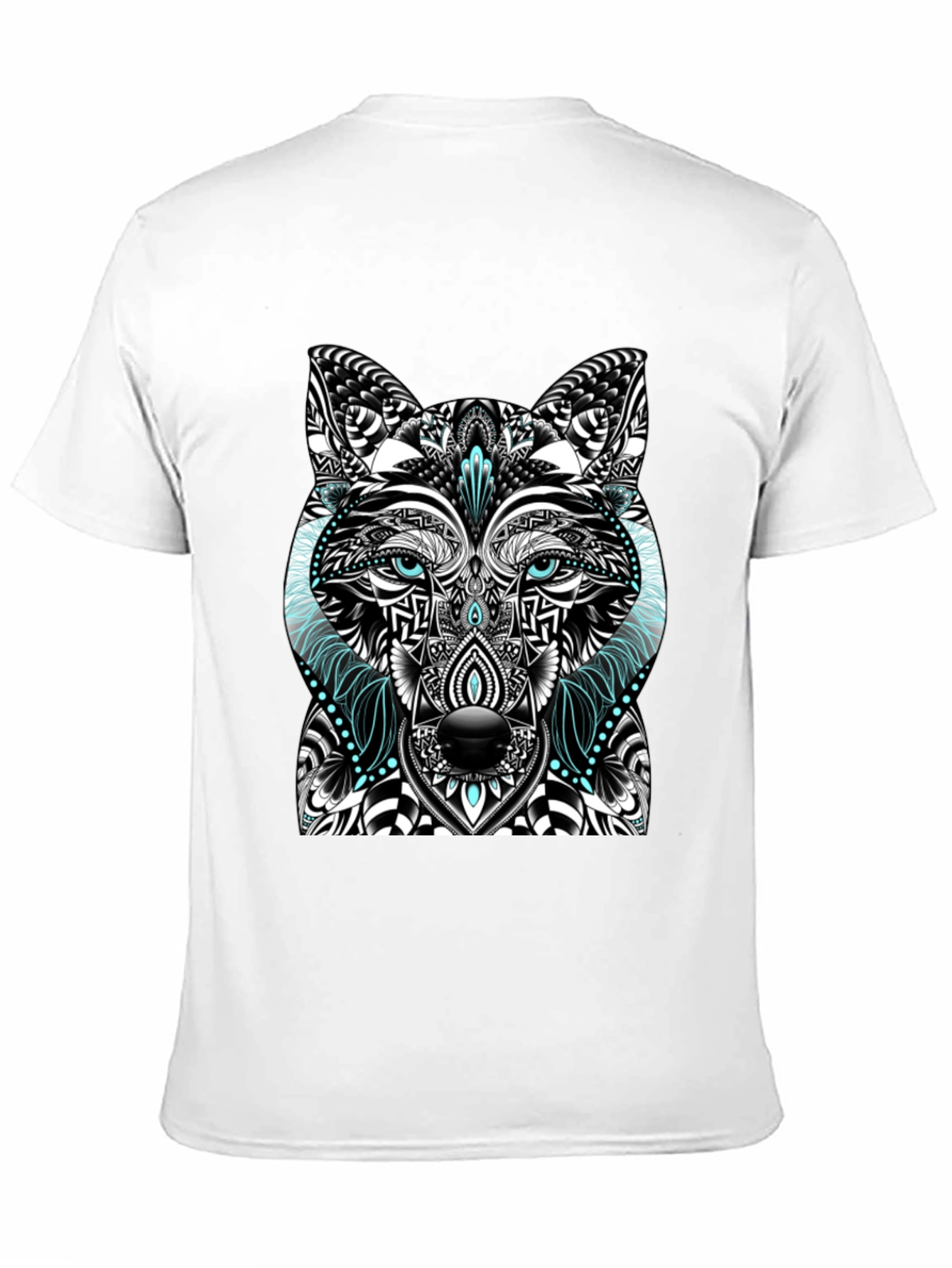 Black Wolf Graphic Print Men's Black T-Shirt view 11