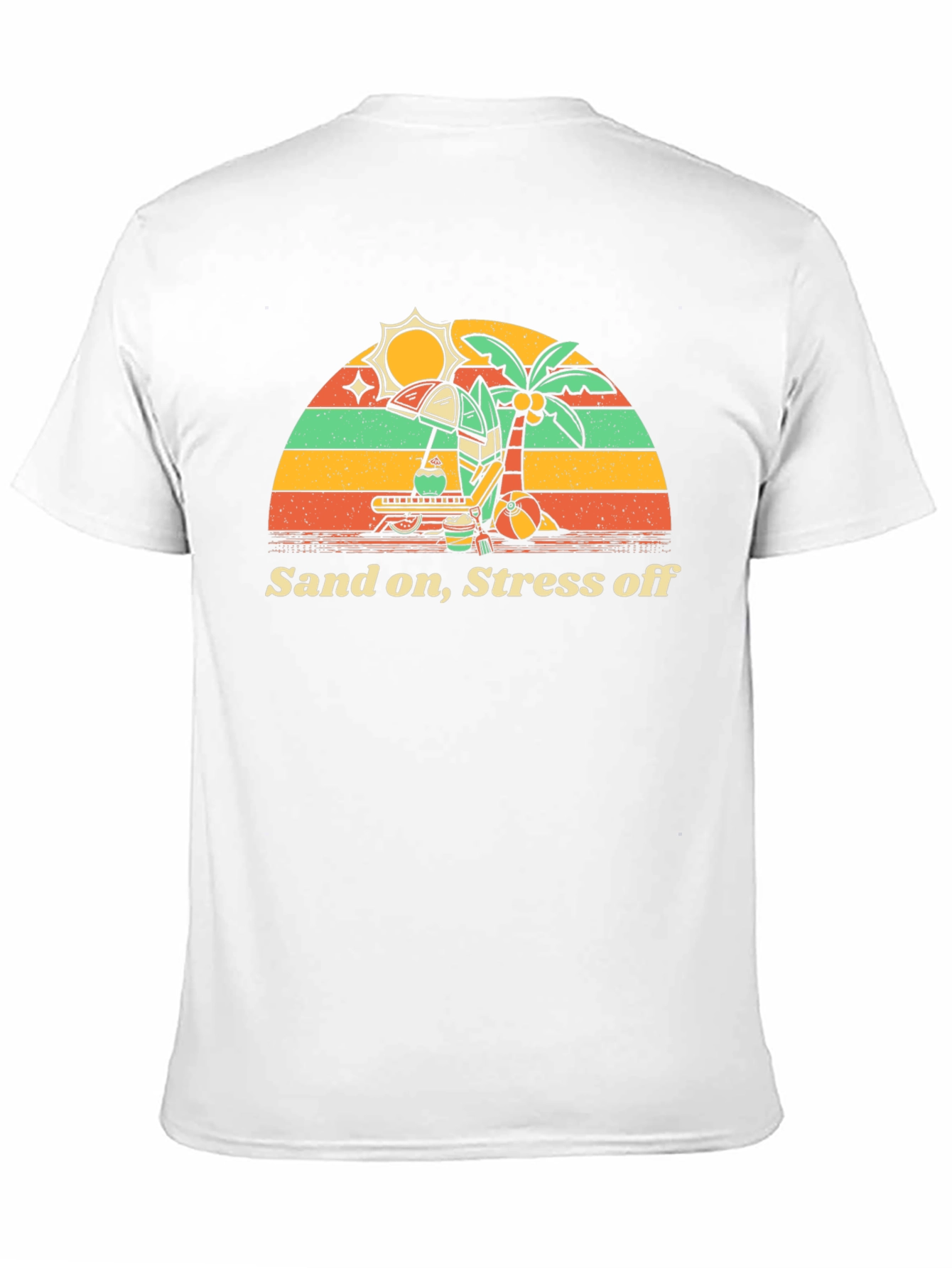 Black Sand On, Stress Off Beach T-Shirt view 11