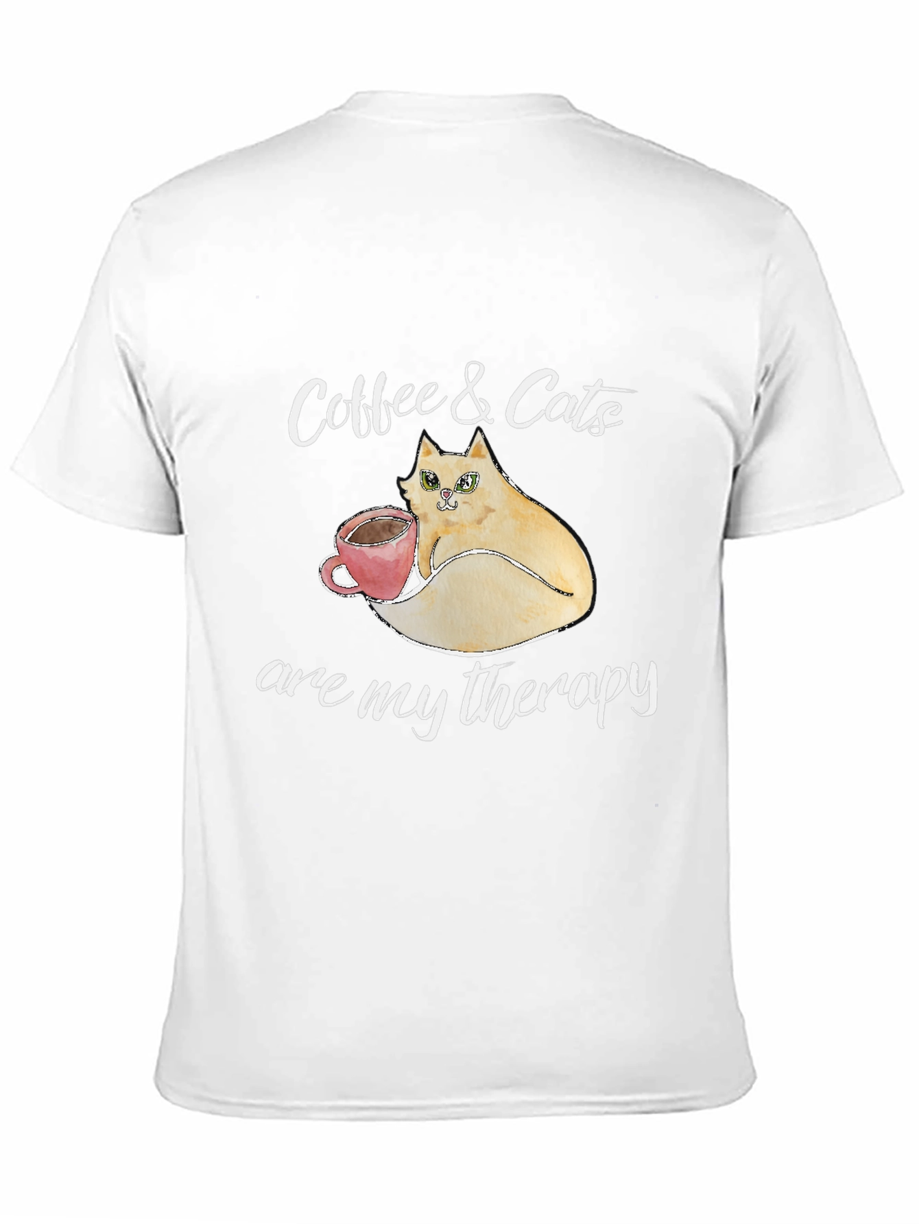 Black Coffee & Cats Therapy T-Shirt - Unique Design view 11