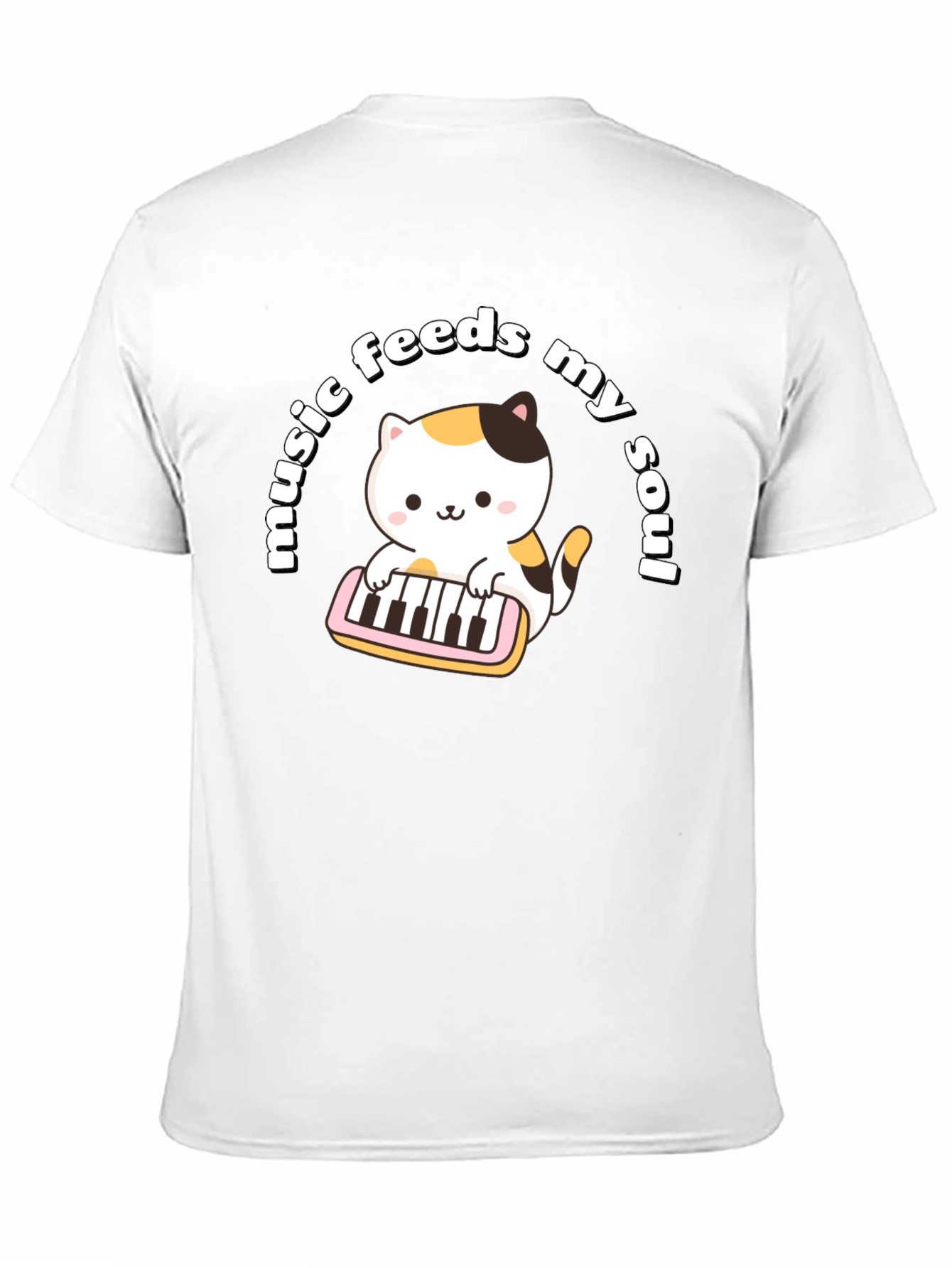 Black Music Feeds My Soul Cat Playing Keyboard Black T-Shirt view 11