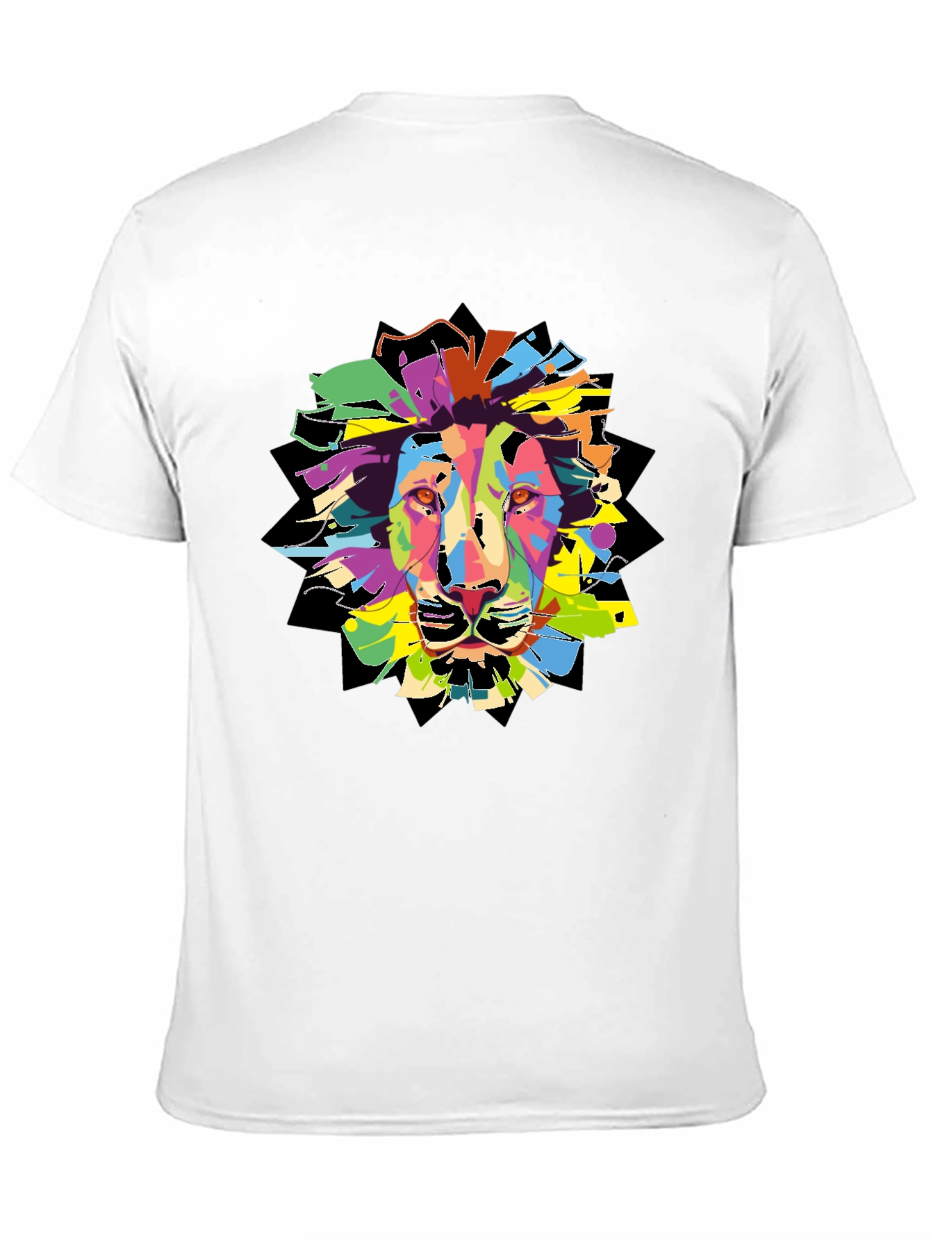 Black Colorful Lion Graphic T-Shirt - Men's Black Tee view 11