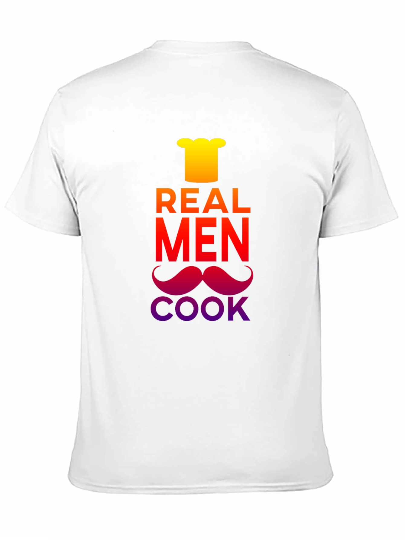 Black Real Men Cook T-Shirt - Chef's Hat & Moustache Design view 11