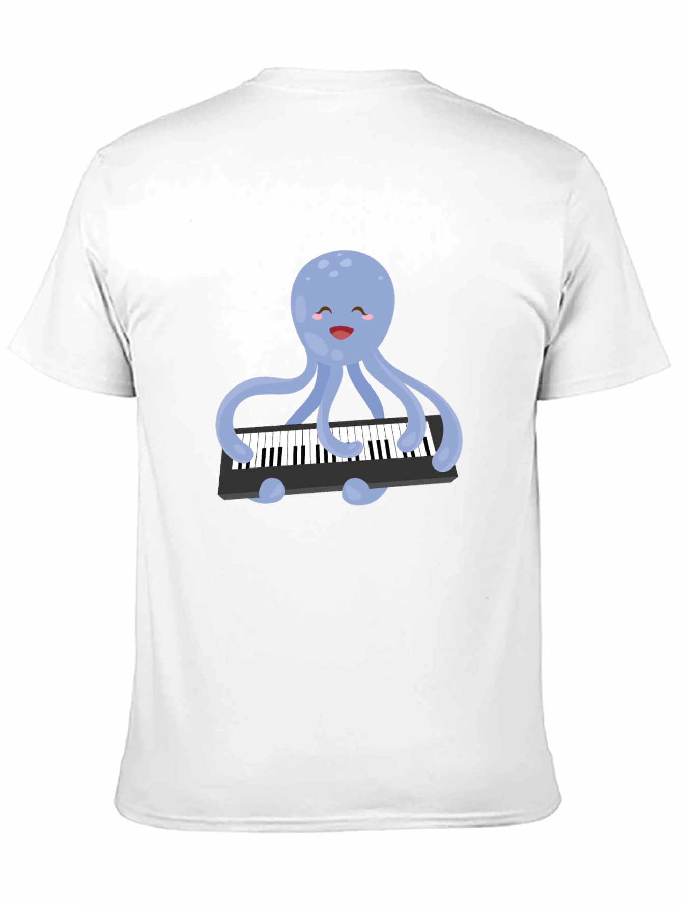 Black Octopus Playing Piano T-Shirt - Unique Design! view 11