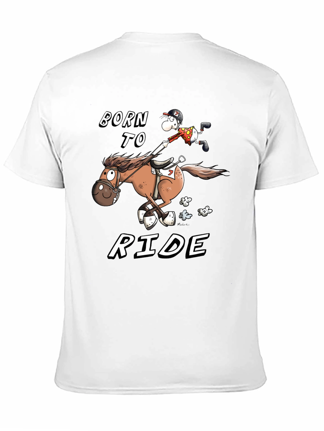 Black Born to Ride T-Shirt - Equestrian Cartoon view 11