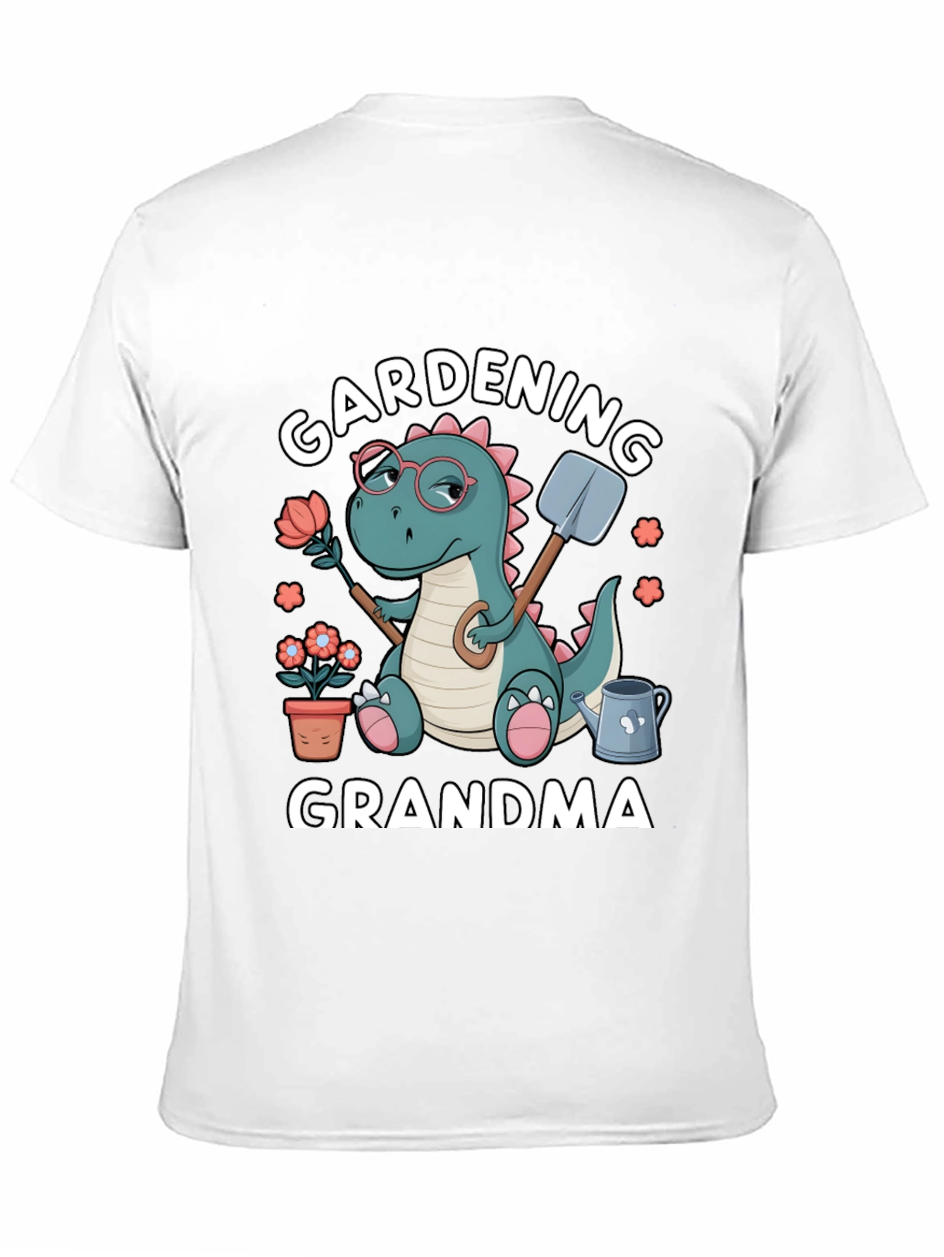 Black Gardening Grandma T-Shirt - Dinosaur Design view 11