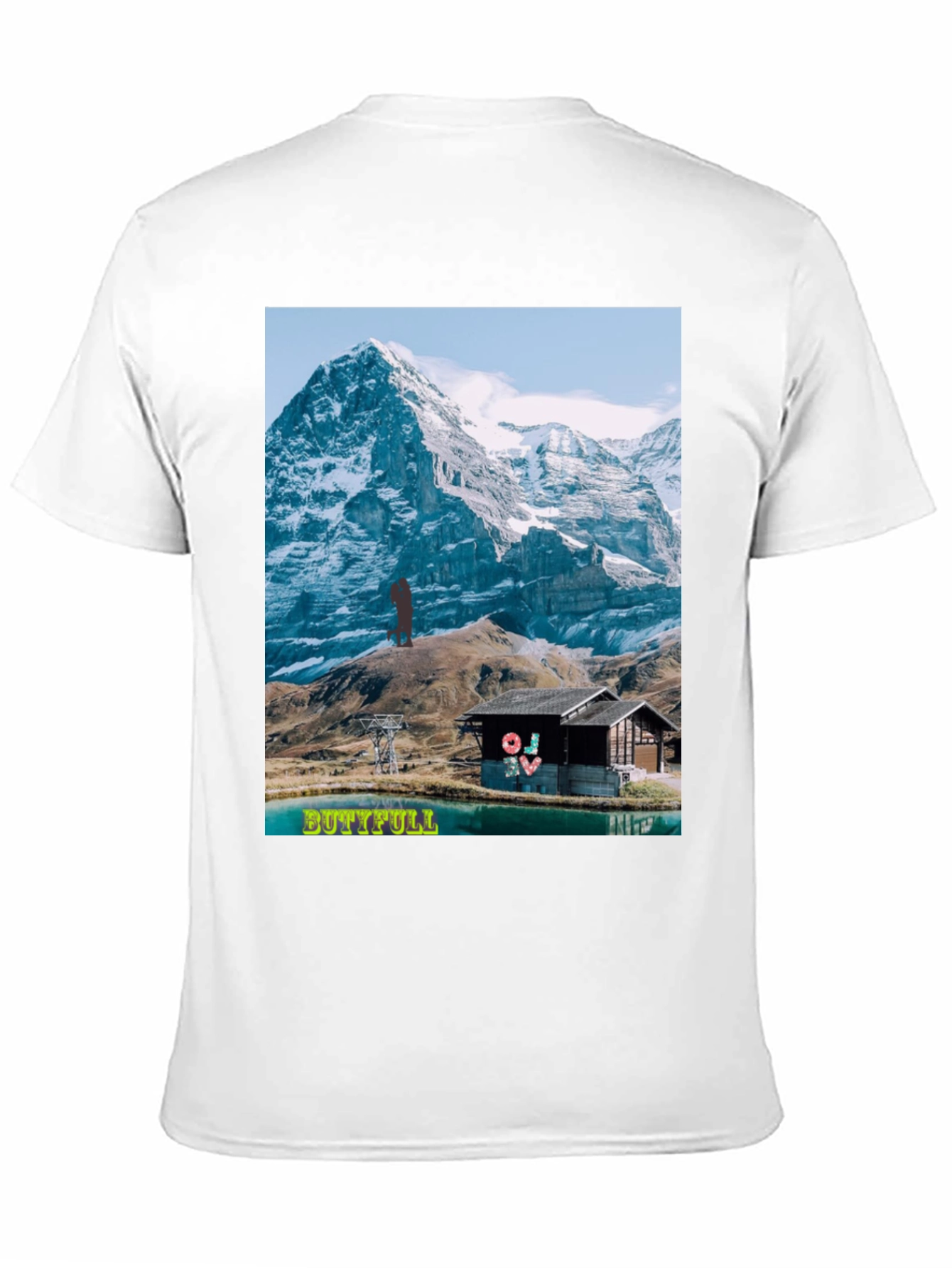 Black Mountain View Graphic Tee - "BUTTIFULL" Novelty Shirt view 11