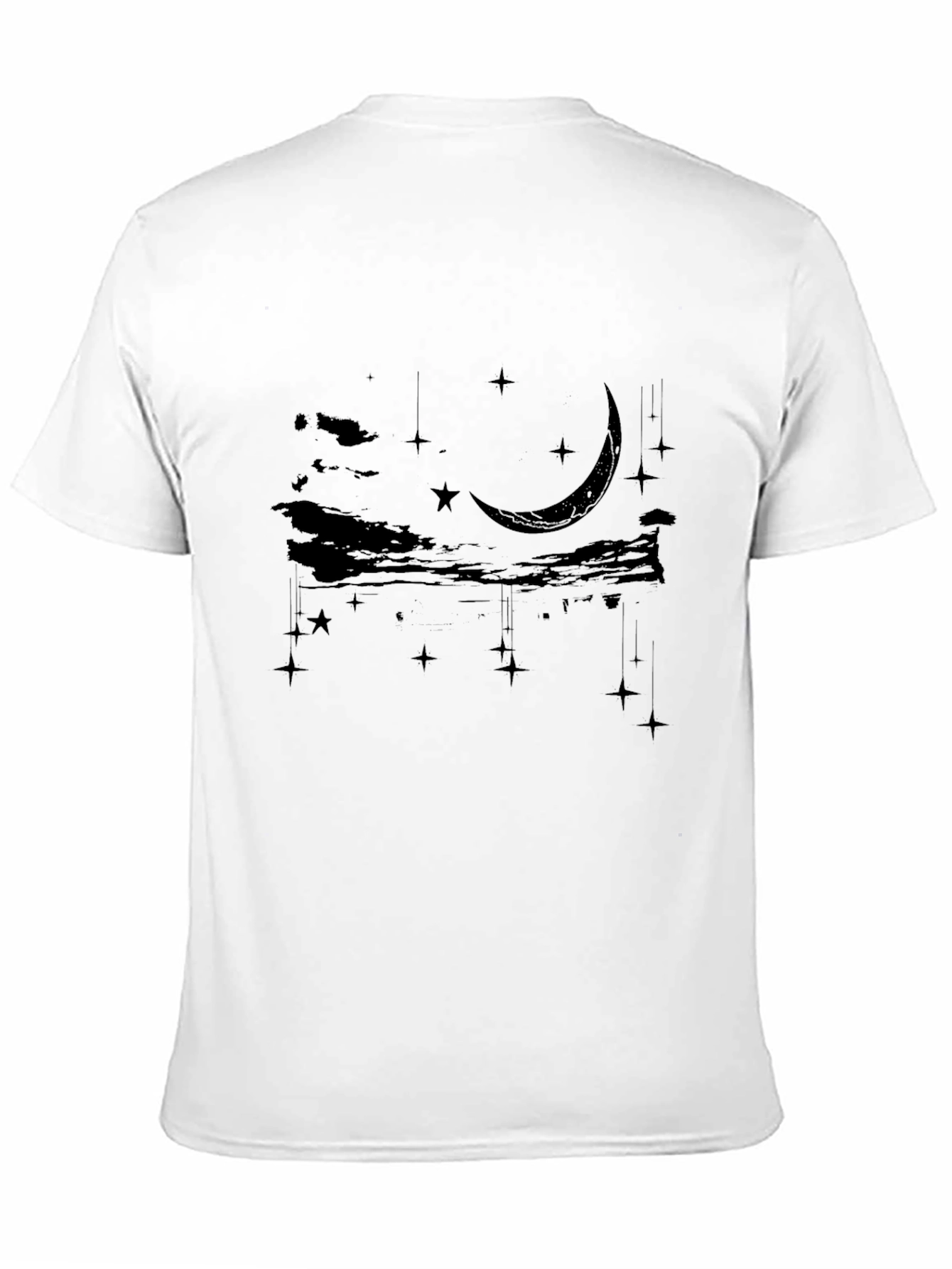 Black Celestial Crescent Moon Graphic Tee - Black Cotton Blend view 11