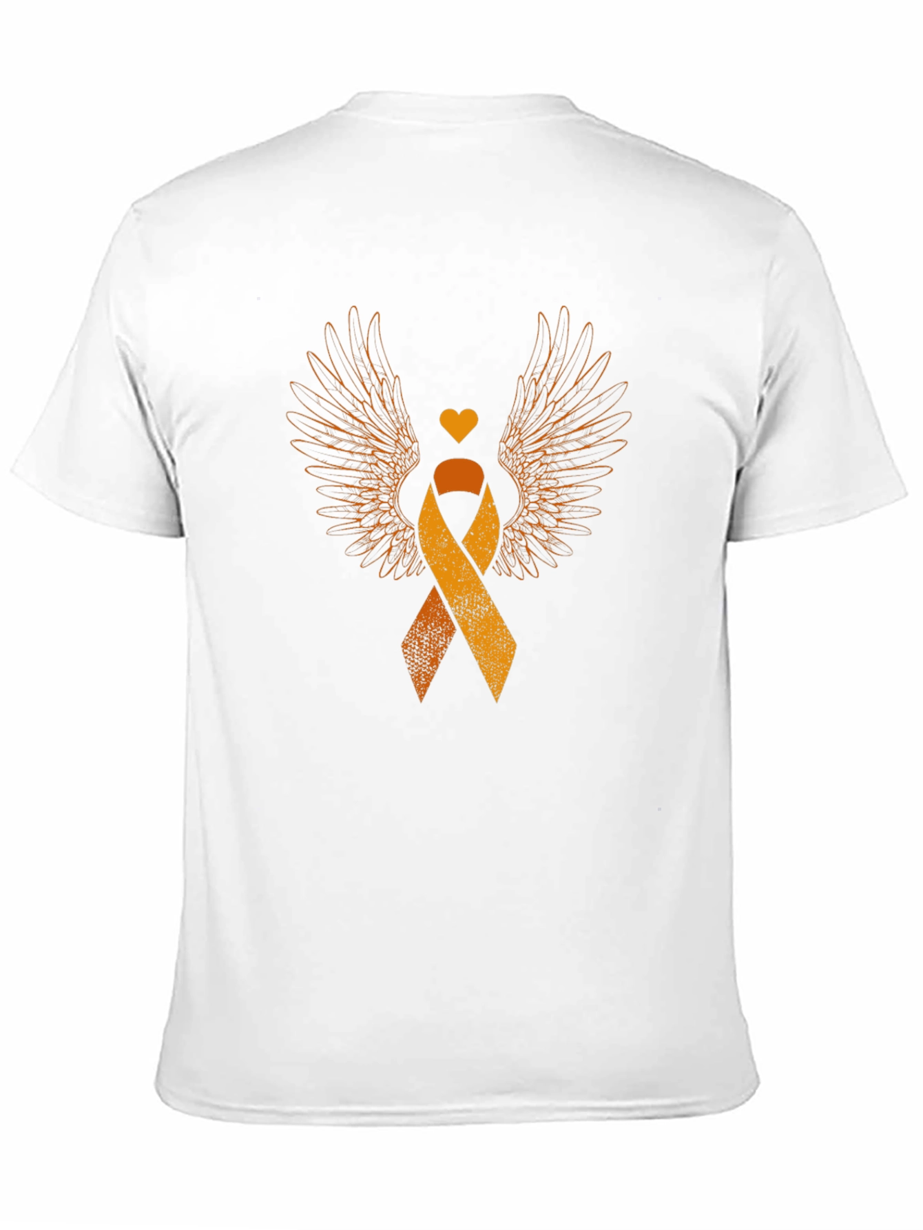 Black Orange Ribbon Wings Awareness T-Shirt view 11