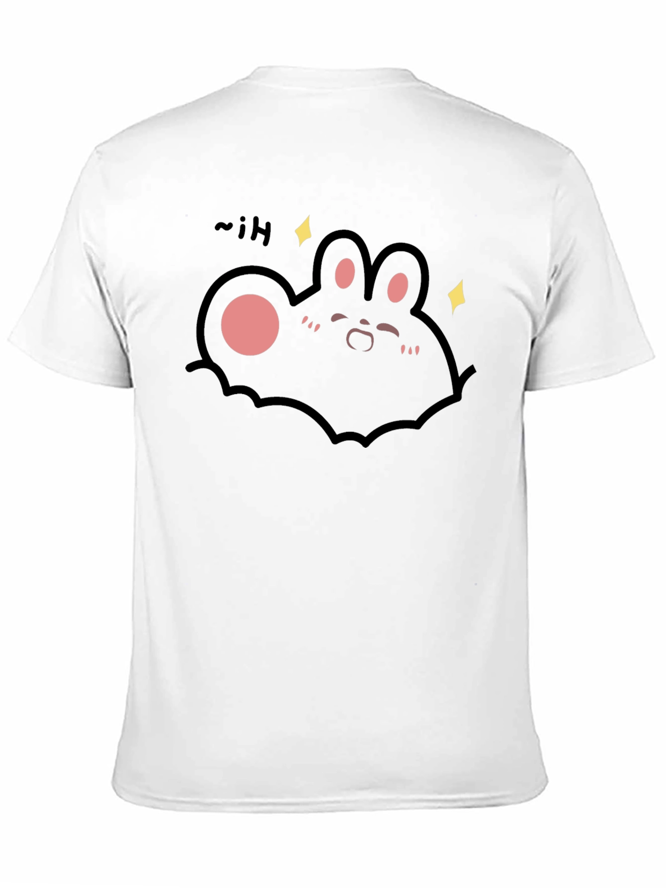 Black Cute Cartoon Bunny Black T-Shirt view 11