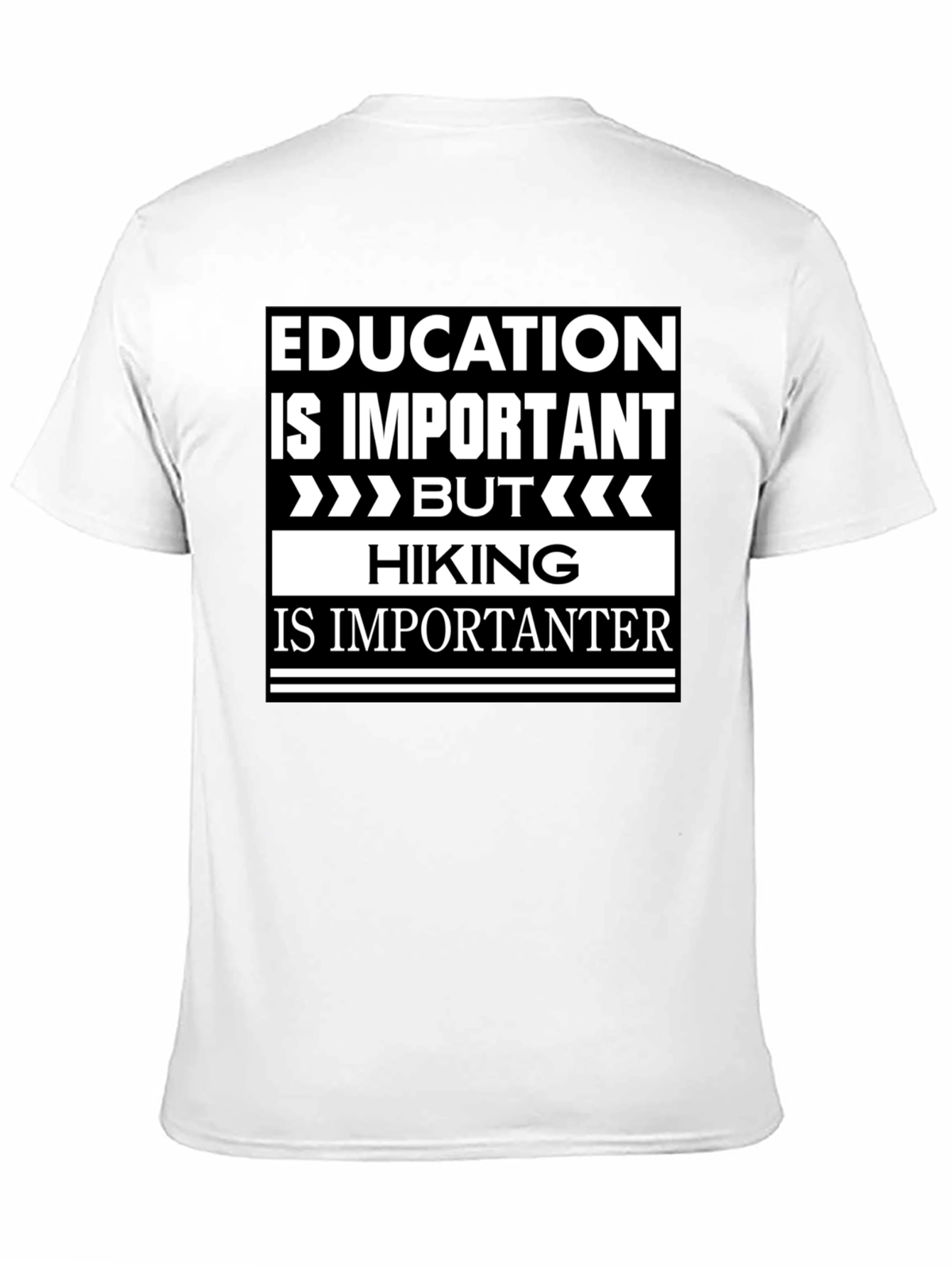Black Funny Hiking T-Shirt - Education vs. Hiking Humor view 11