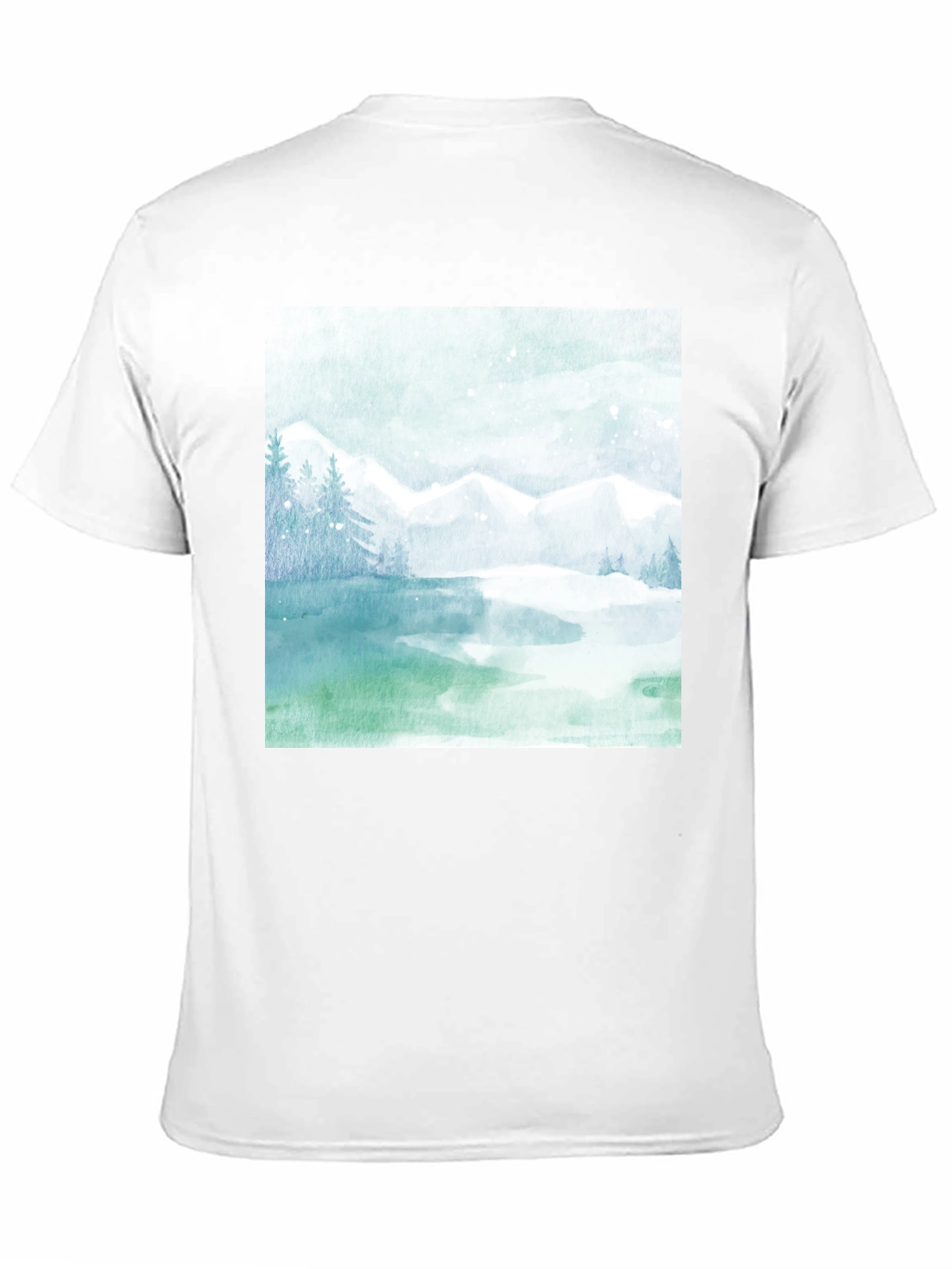 Black Watercolor Mountain Lake Graphic Tee view 11