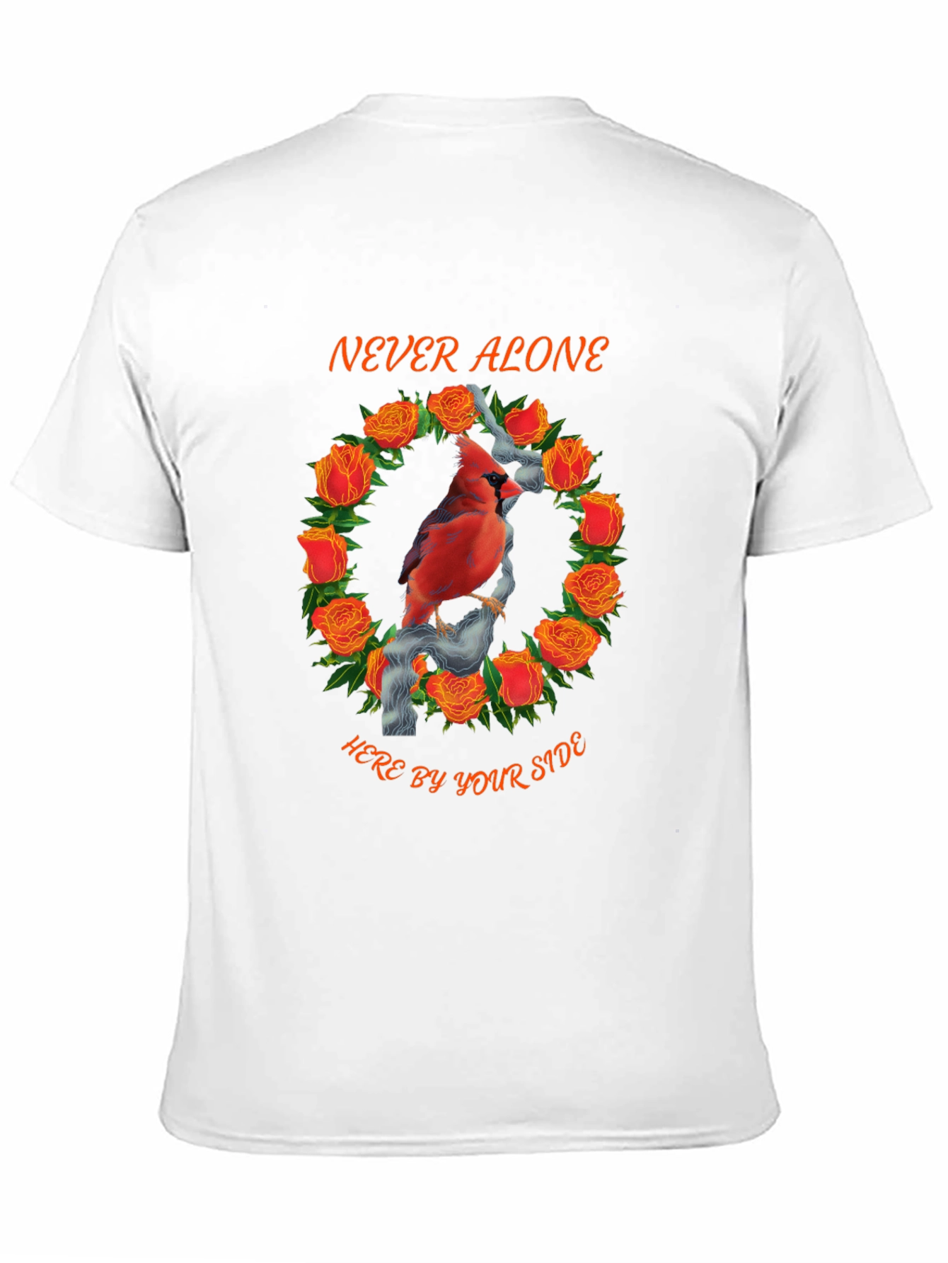 Black Cardinal Rose Wreath Graphic Tee - Never Alone view 11