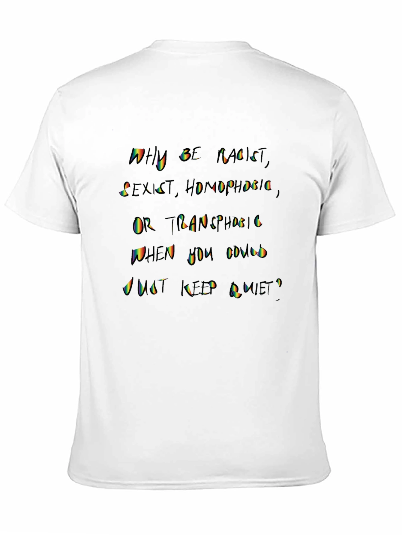 Black Why Be Racist T-Shirt - Anti-Hate Tee view 11