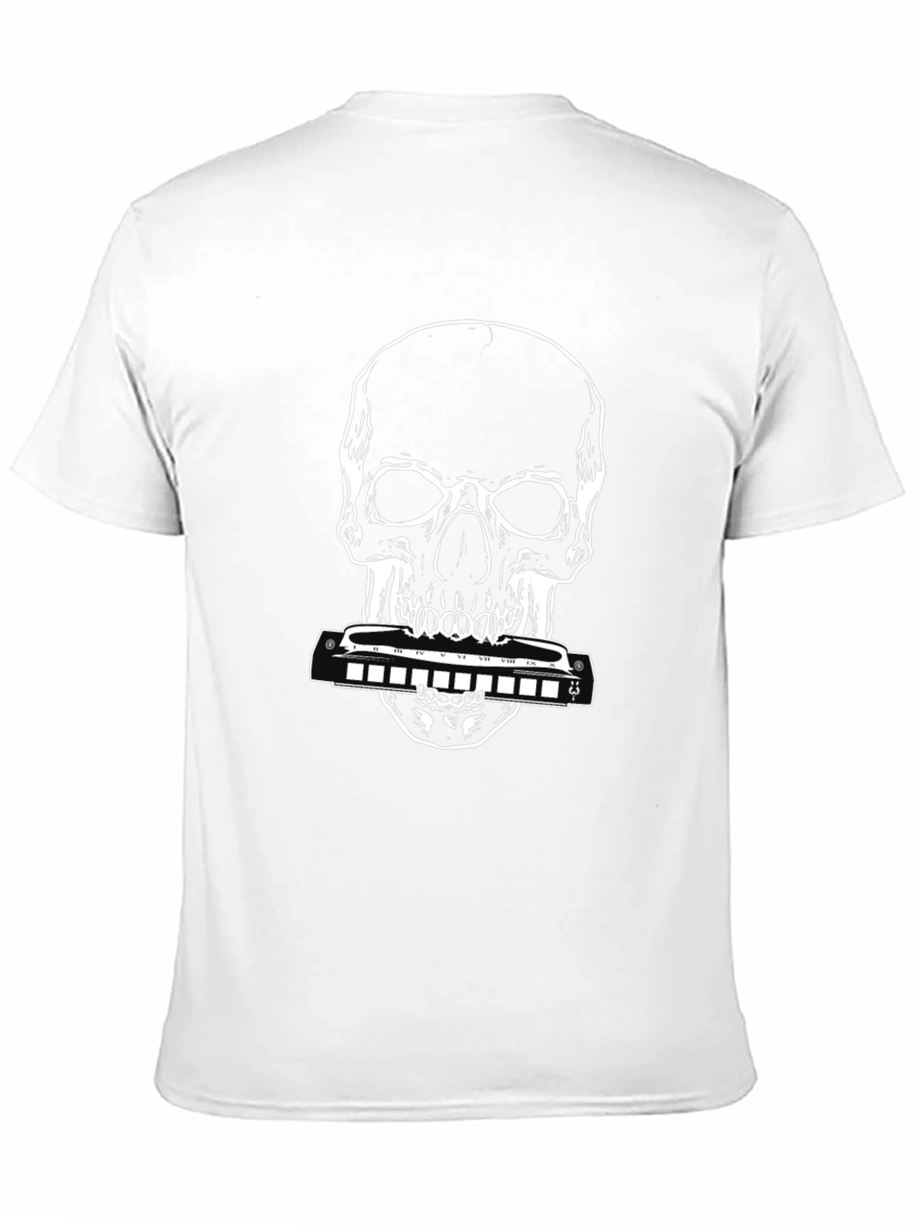 Skull Harmonica Graphic Tee - Black Cotton - 11