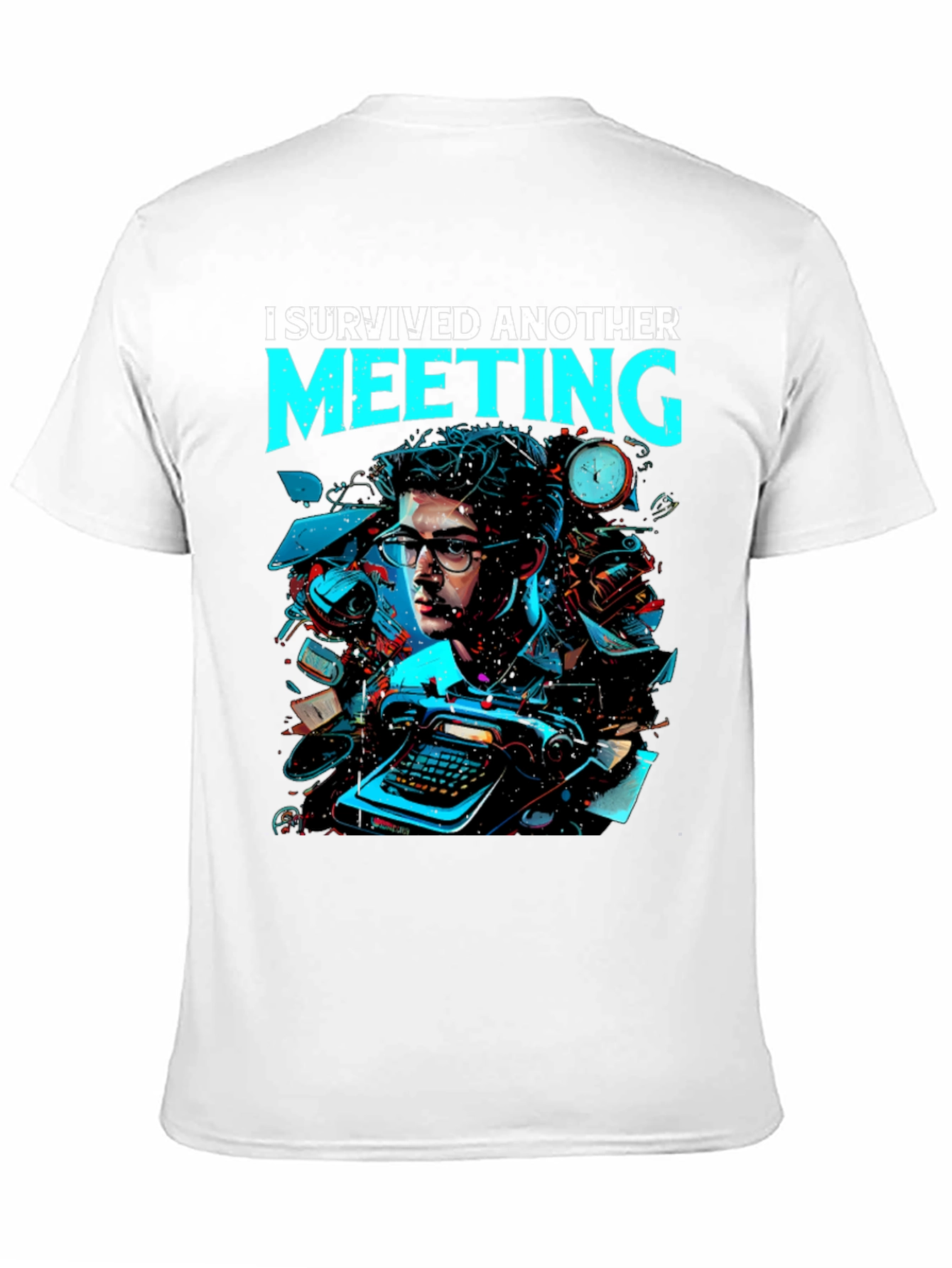 Black I Survived Another Meeting Graphic Tee view 11