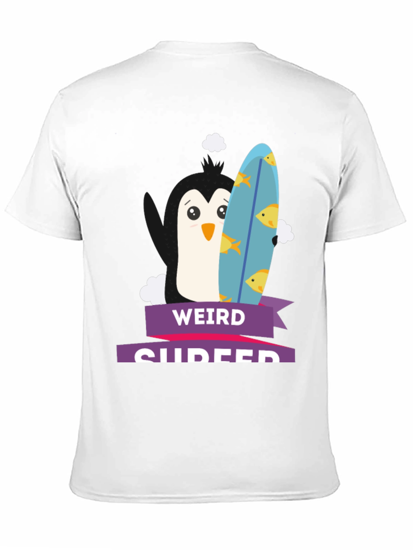 Black Weird Surfer Penguin Graphic Tee view 11