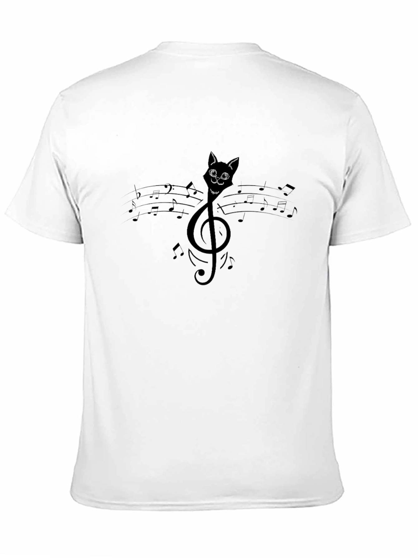 Black Musical Cat T-Shirt - Treble Clef Cat view 11