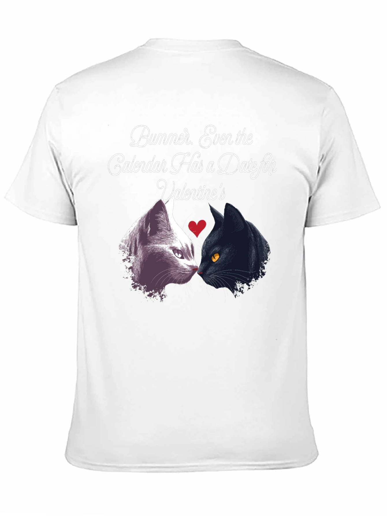 Black Valentine's Day Cat T-Shirt - 'Bummer' Single Life Apparel view 11