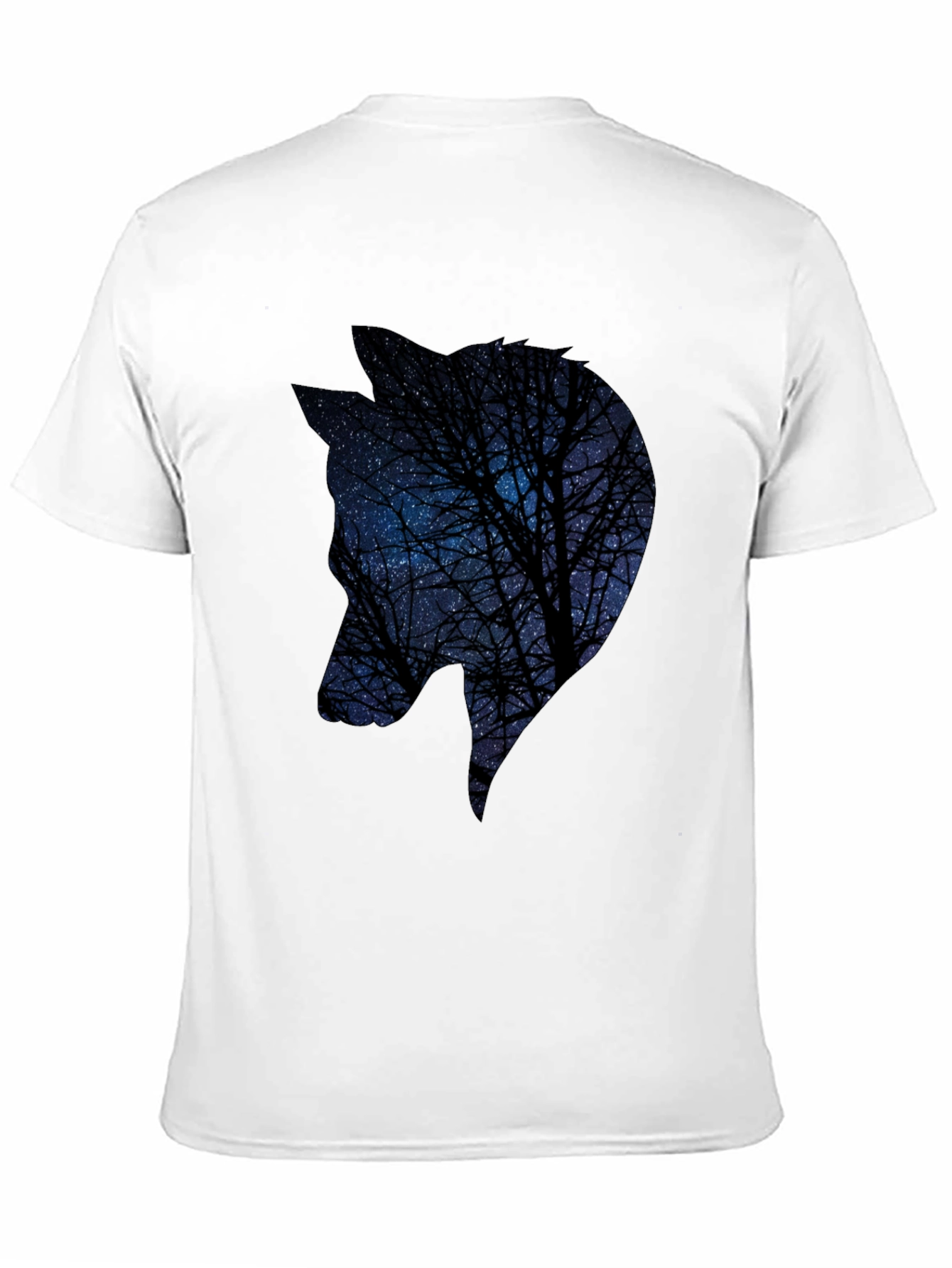 Black Night Sky Wolf Graphic Tee - Black Cotton Blend view 11