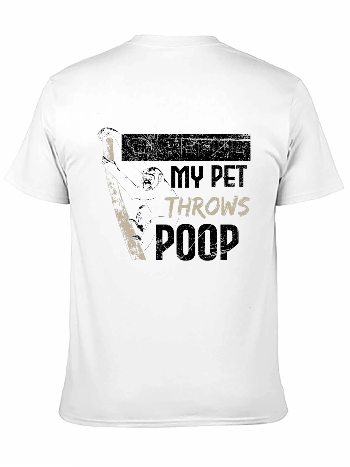 Black Careful My Pet Throws Poop Graphic T-Shirt view 11
