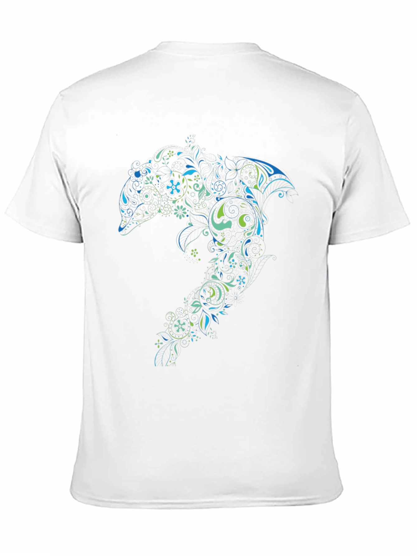 Black Floral Dolphin Graphic Tee - Black Cotton Comfort view 11