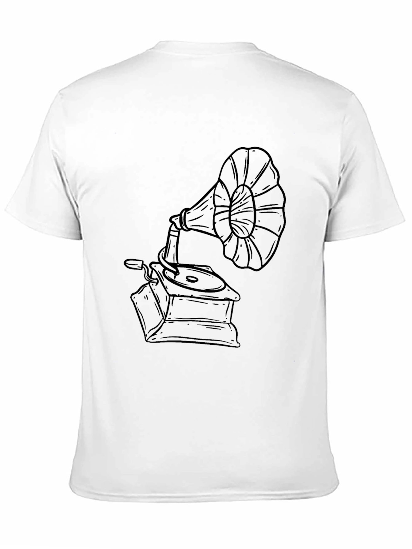 Black Vintage Gramophone Graphic Tee - Retro Style view 11