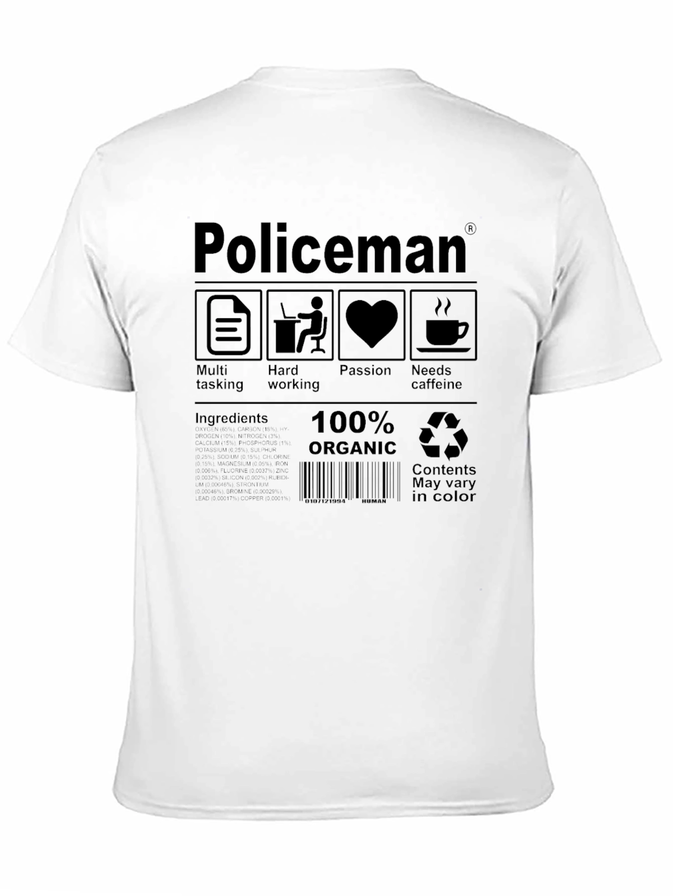 Black Policeman Organic T-Shirt - Multi-Tasking, Hard Working, Passion view 11