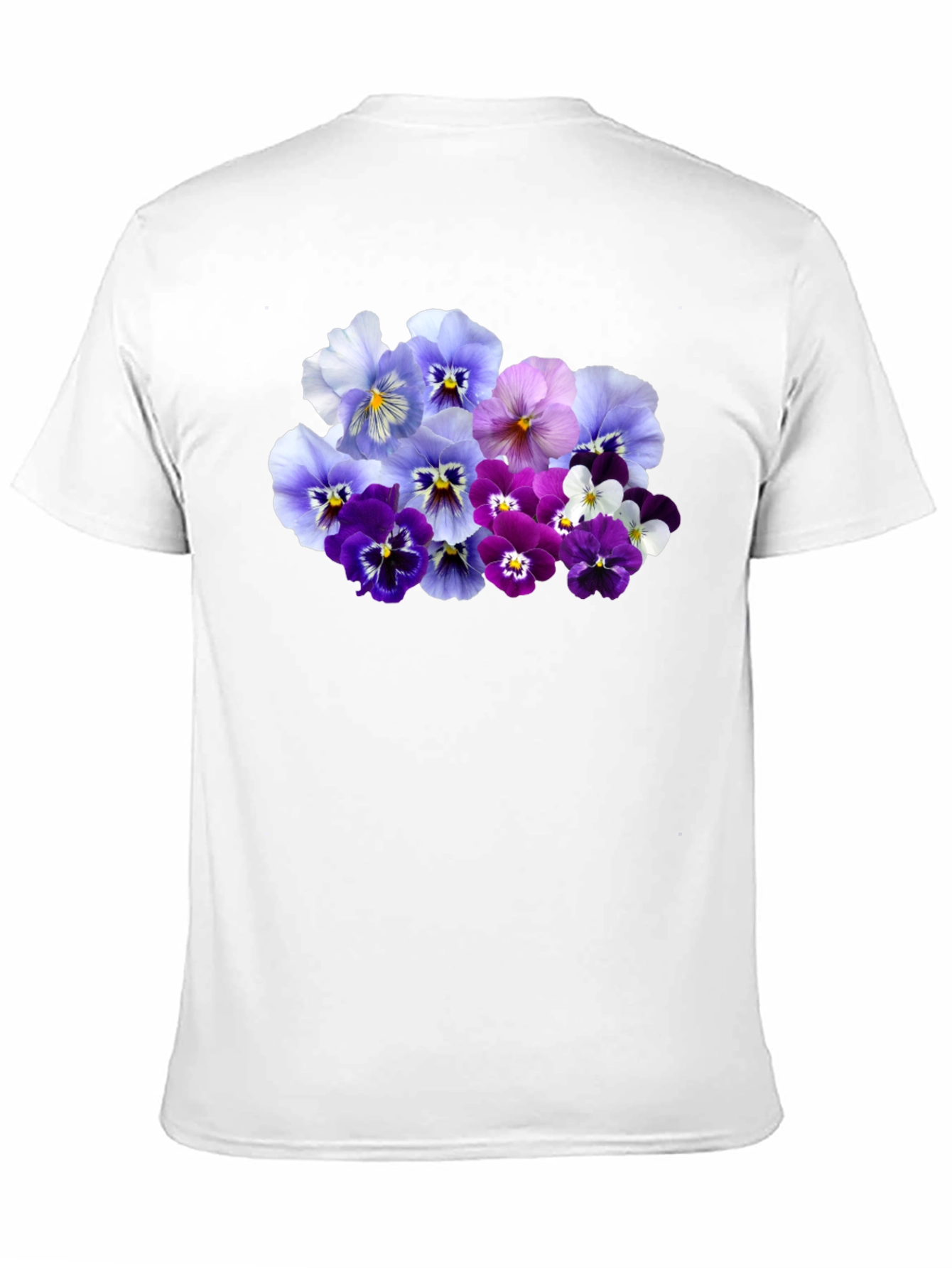 Black Floral Pansy Print Black T-Shirt view 11