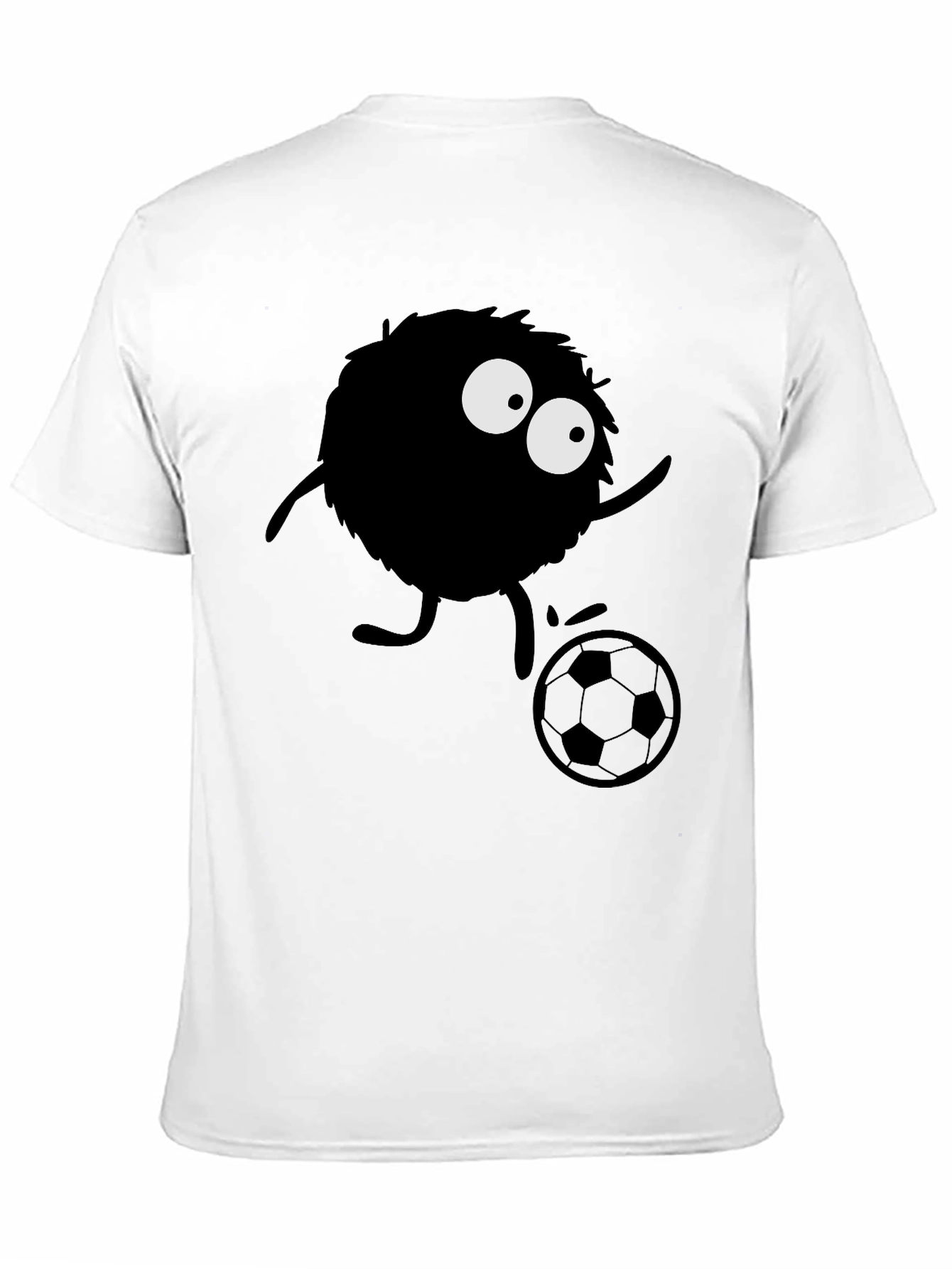 Black Fuzzy Monster Soccer T-Shirt - Black Cotton Tee view 11