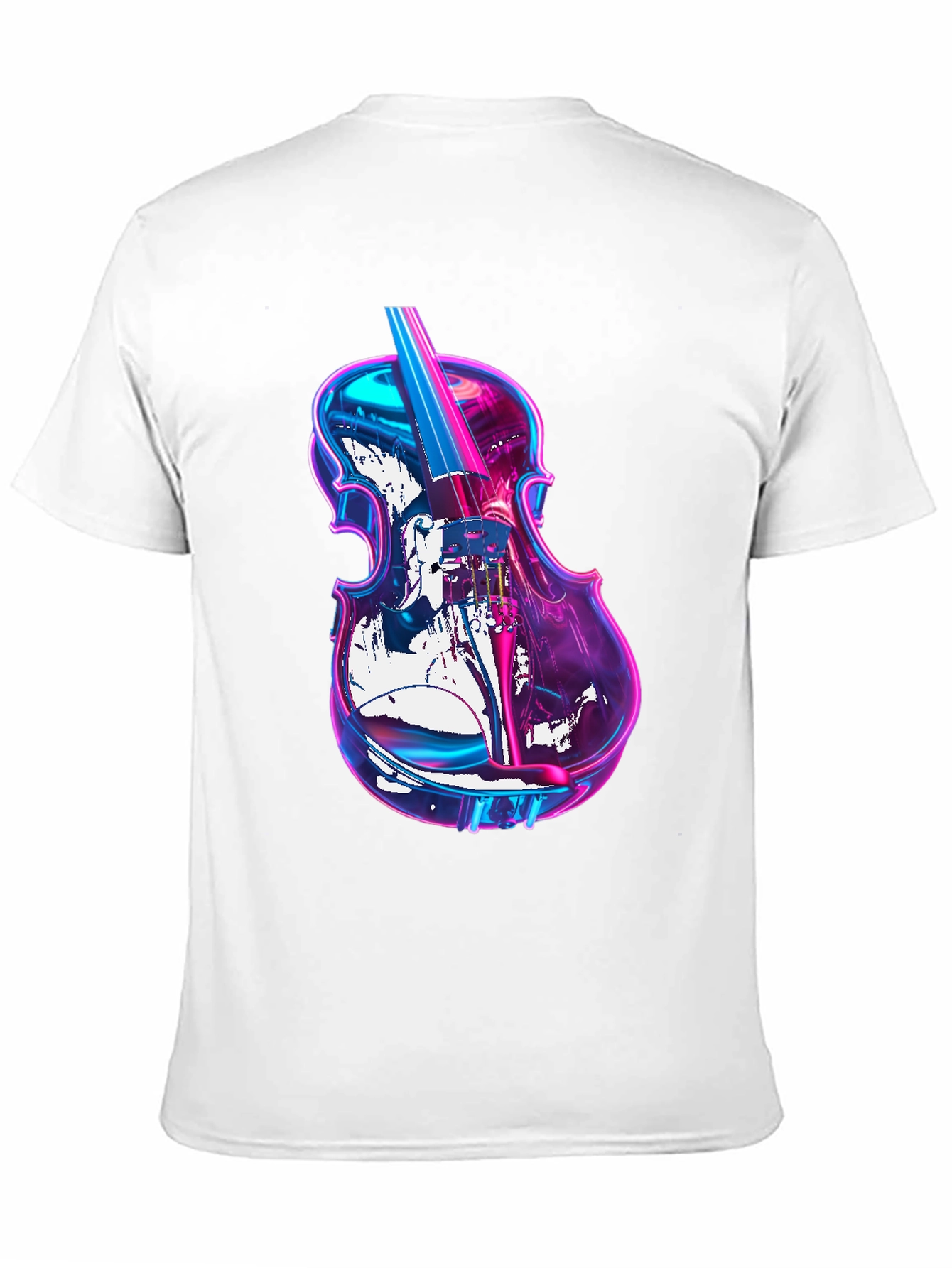 Black Vibrant Neon Violin Graphic Black T-Shirt view 11