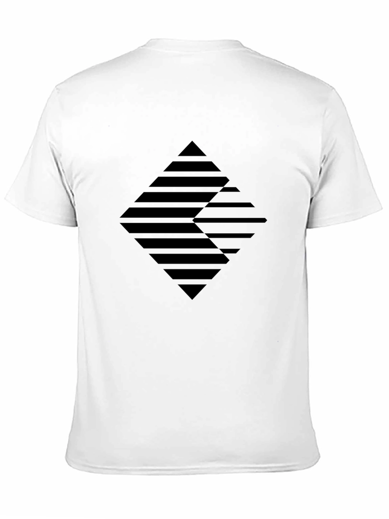 Black Geometric Diamond Pattern Black T-Shirt view 11
