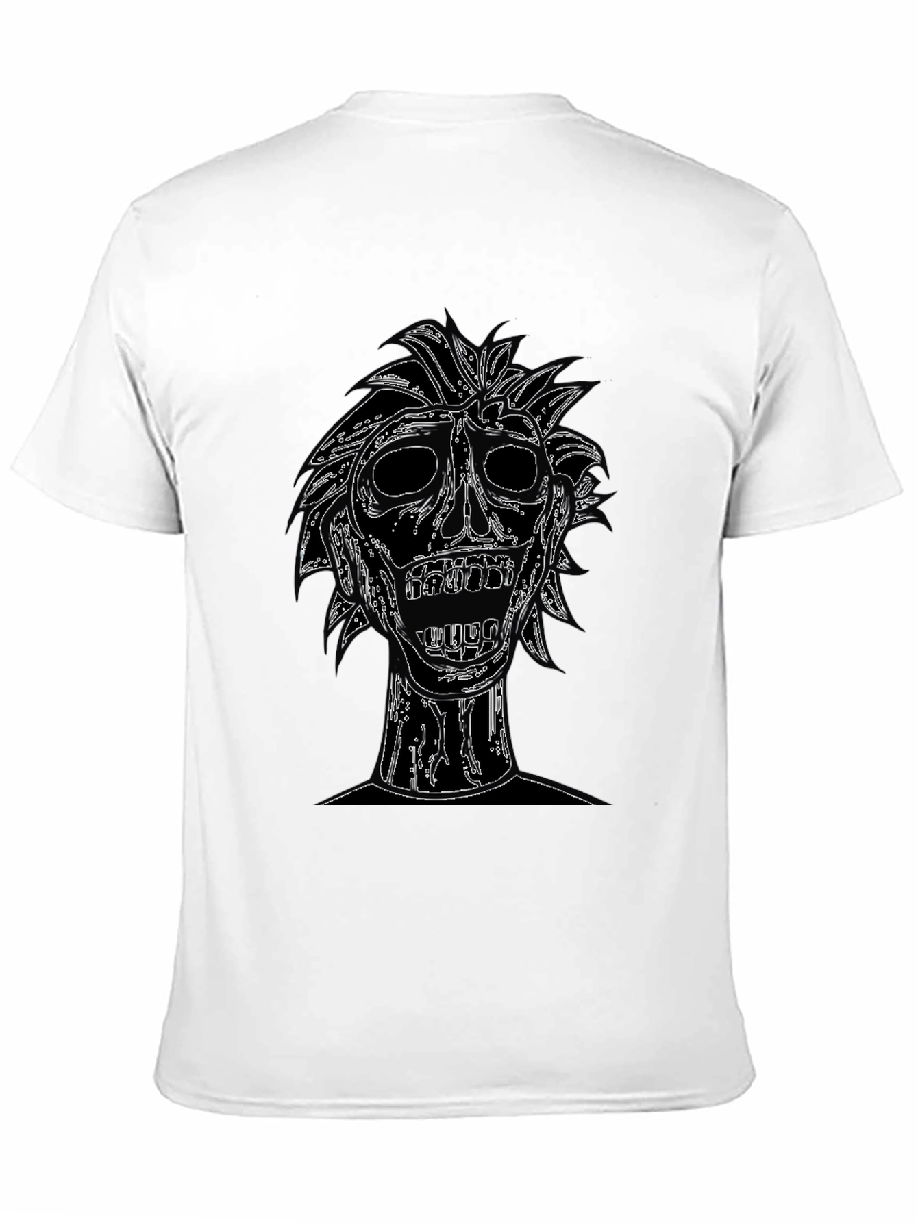 Black Edgy Skull Graphic Tee - Black Cotton T-Shirt view 11