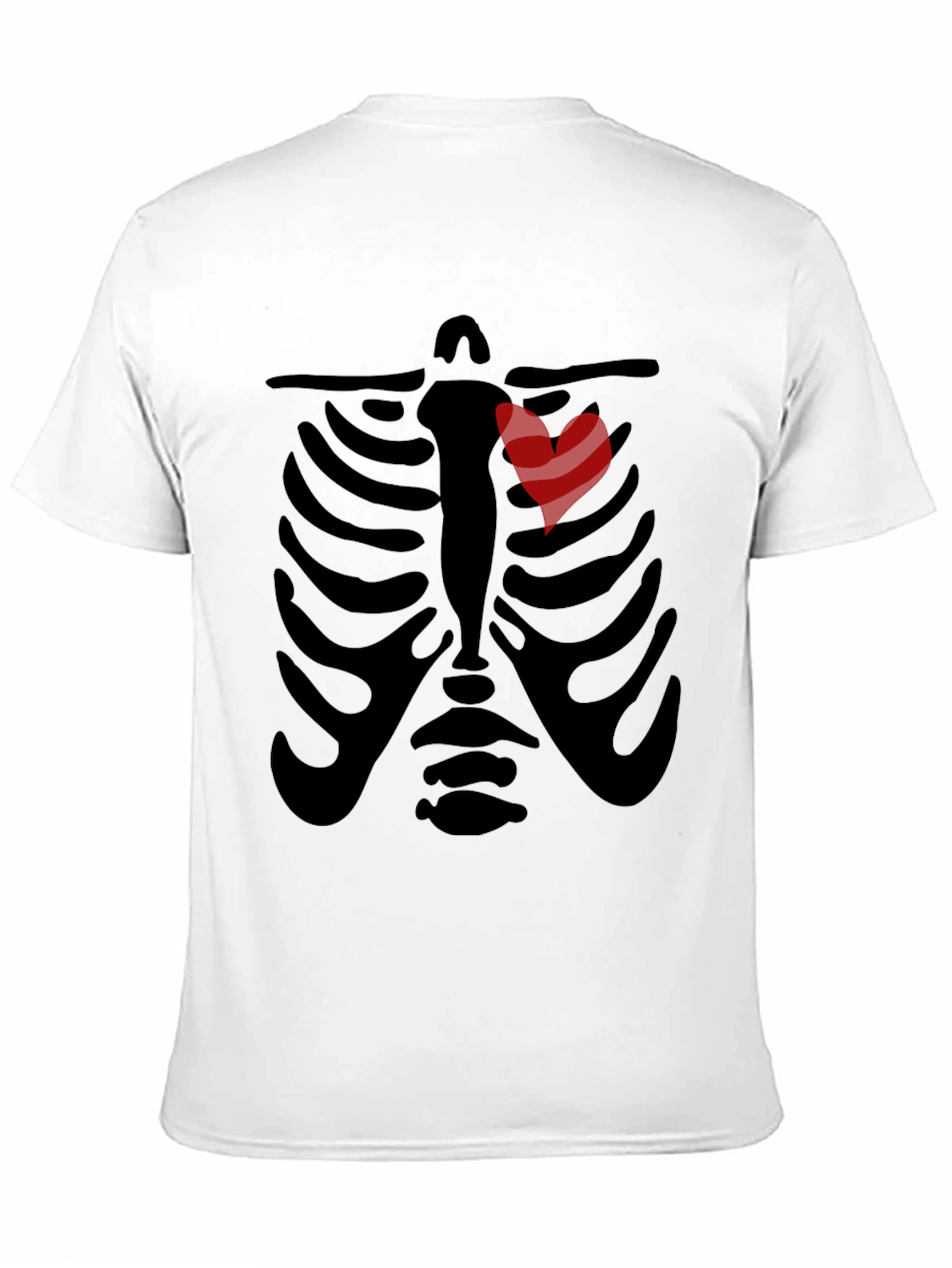 Black Rib Cage Heart Graphic Tee - Unique Skeleton Halloween Shirt view 11