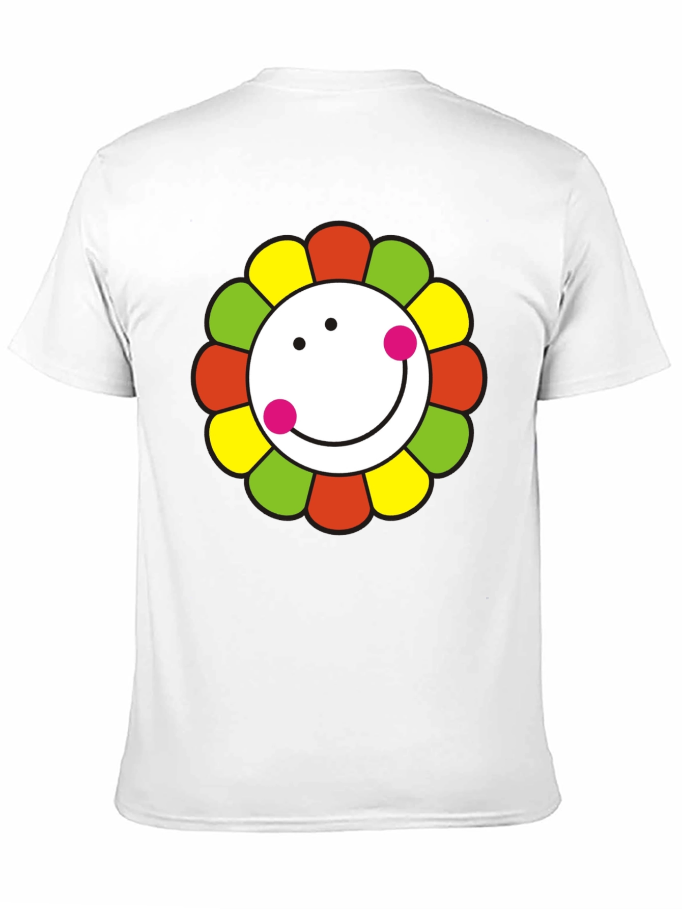 Black Smiley Flower Graphic T-Shirt - Black Cotton Tee view 11