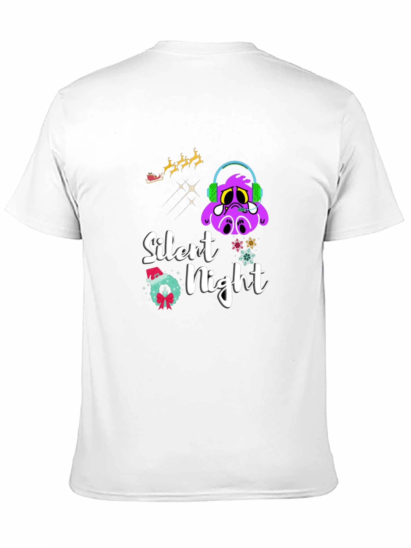 Black Silent Night Graphic T-Shirt - Christmas Holiday Tee view 11