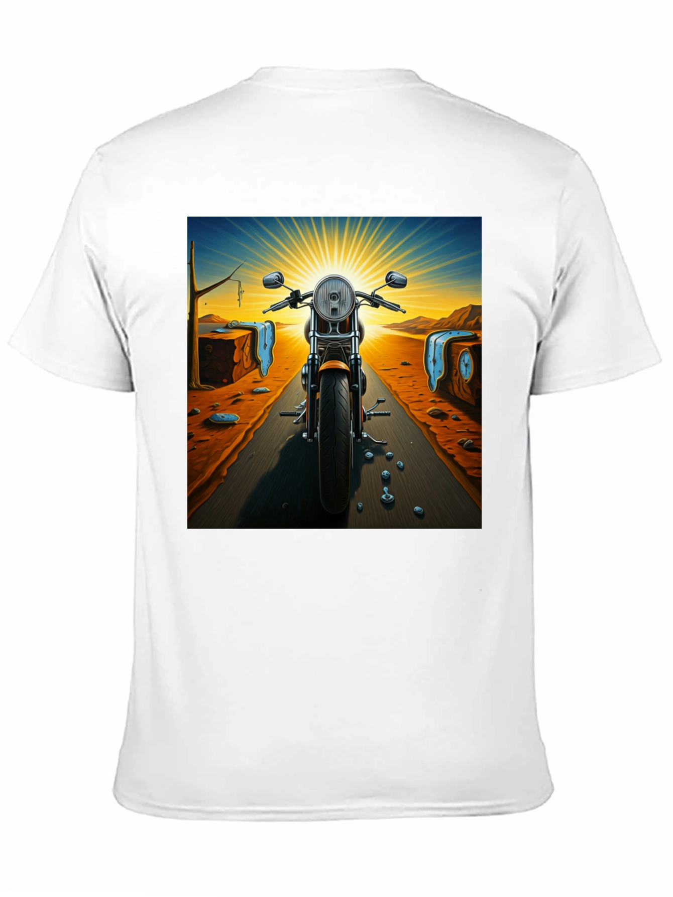 Black Surreal Motorcycle Ride T-Shirt view 11