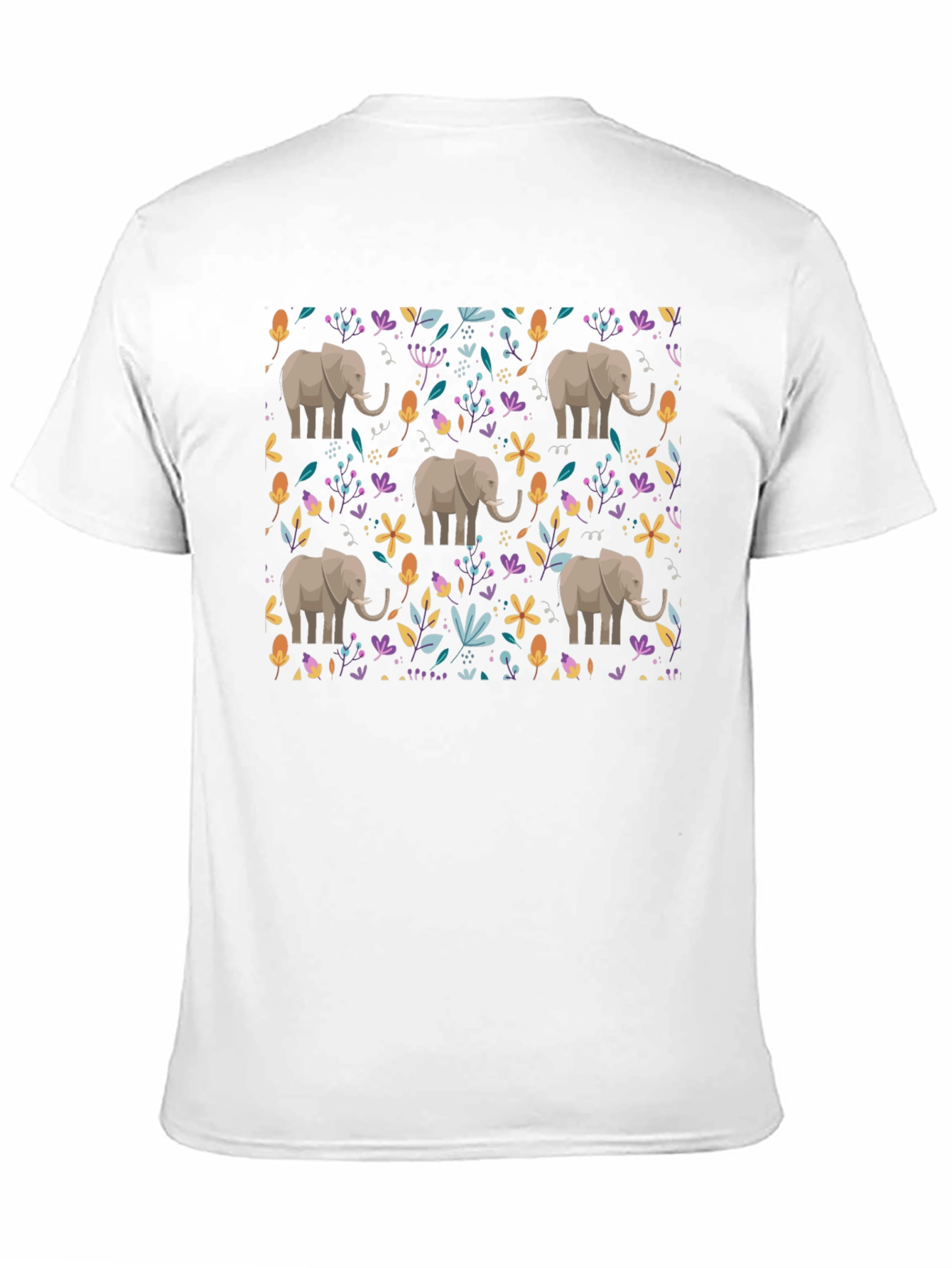 Black Elephant Floral Print Black T-Shirt view 11