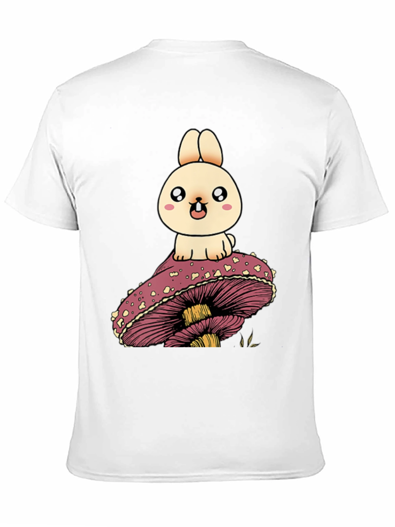 Black Cute Bunny on Mushroom Graphic T-Shirt view 11