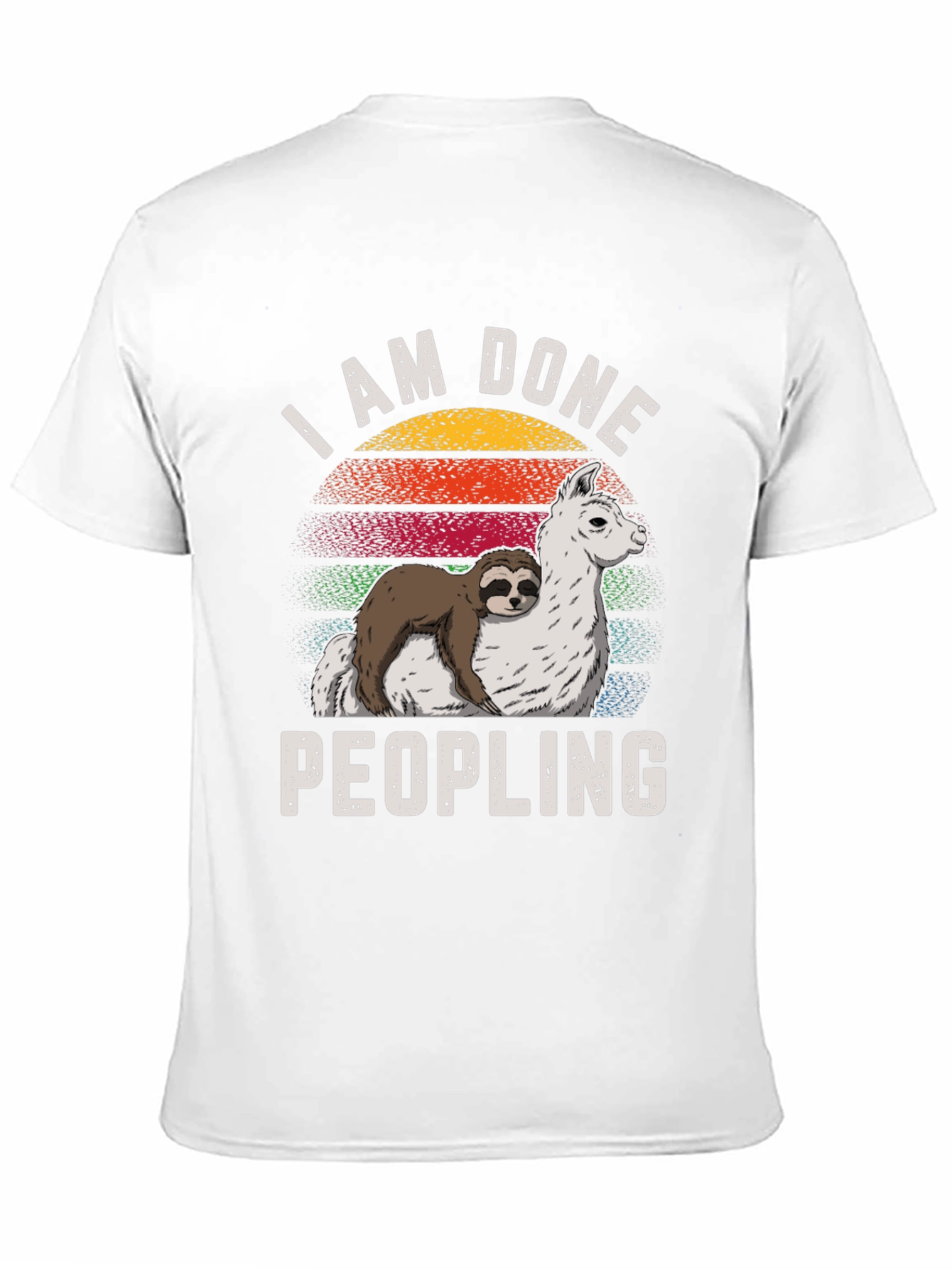 Black I AM DONE Peopling Sloth Llama T-shirt view 11